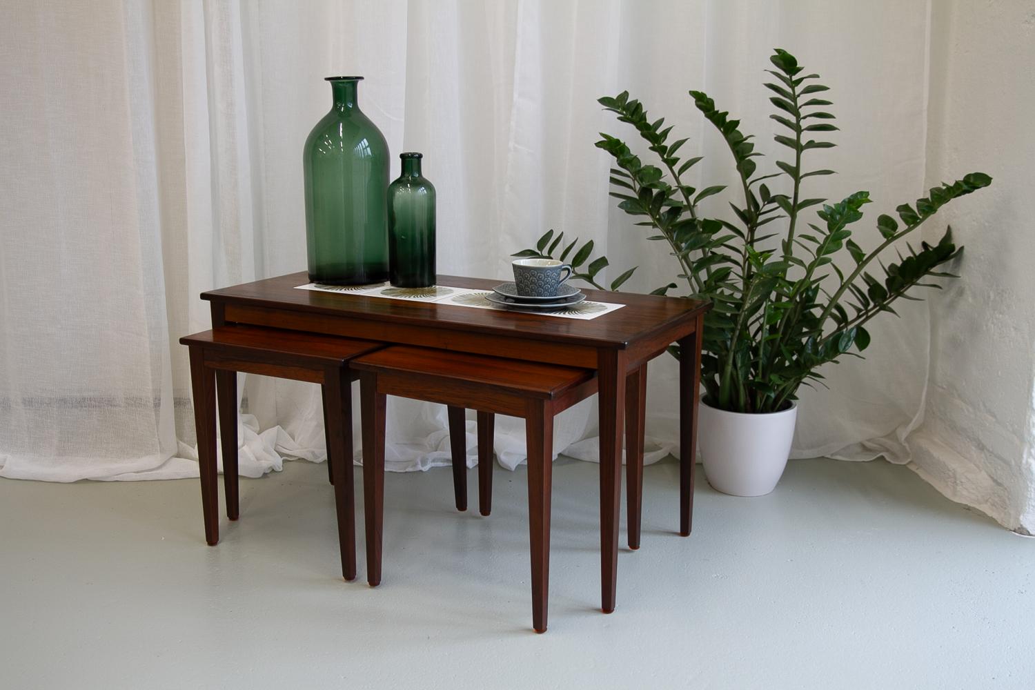 Danish Modern Rosewood & Ceramic Tile Nesting Tables, 1960s, Set of 3 For Sale 11