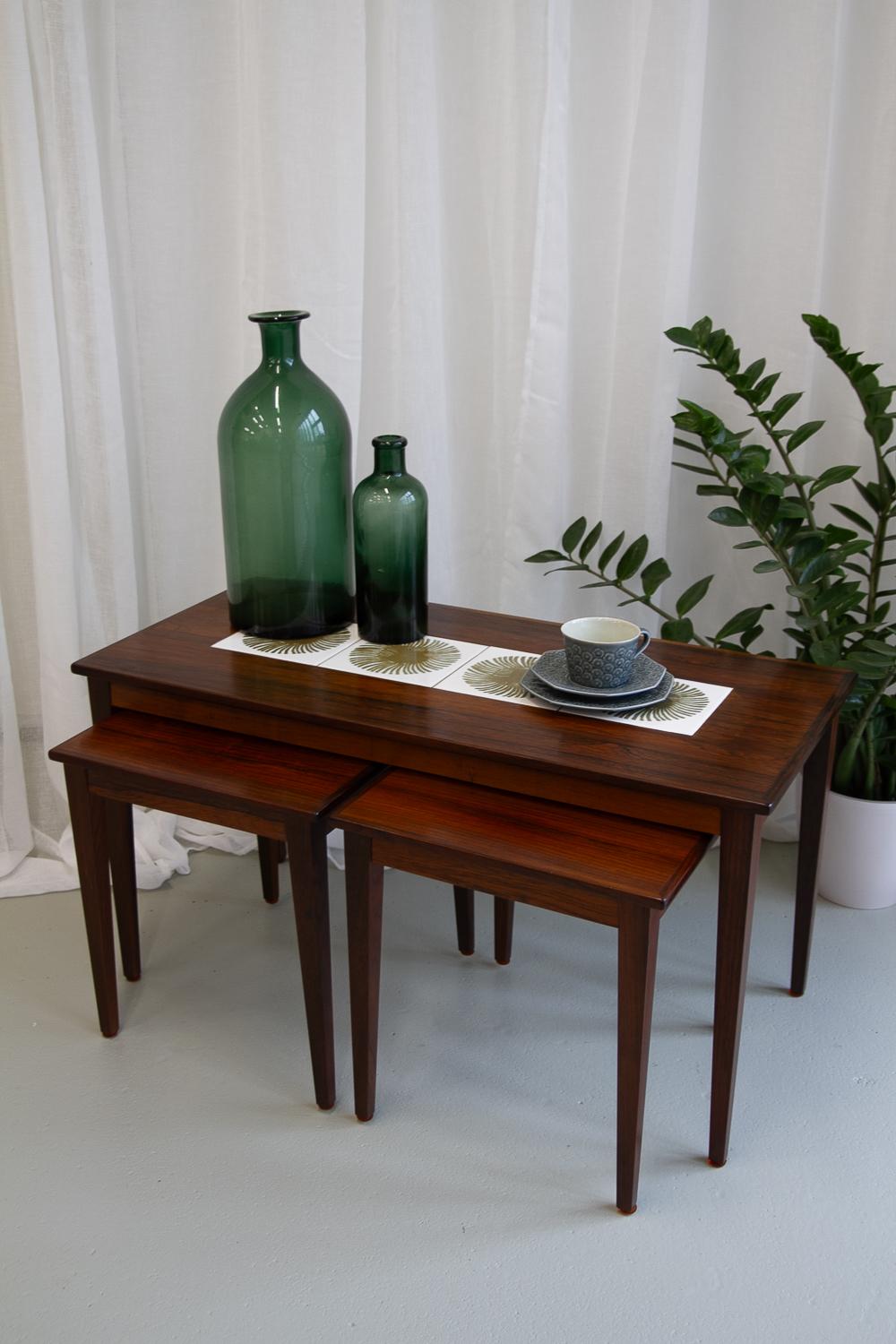 Danish Modern Rosewood & Ceramic Tile Nesting Tables, 1960s, Set of 3 For Sale 12