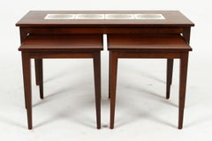 Danish Modern Rosewood & Ceramic Tile Nesting Tables, 1960s, Set of 3