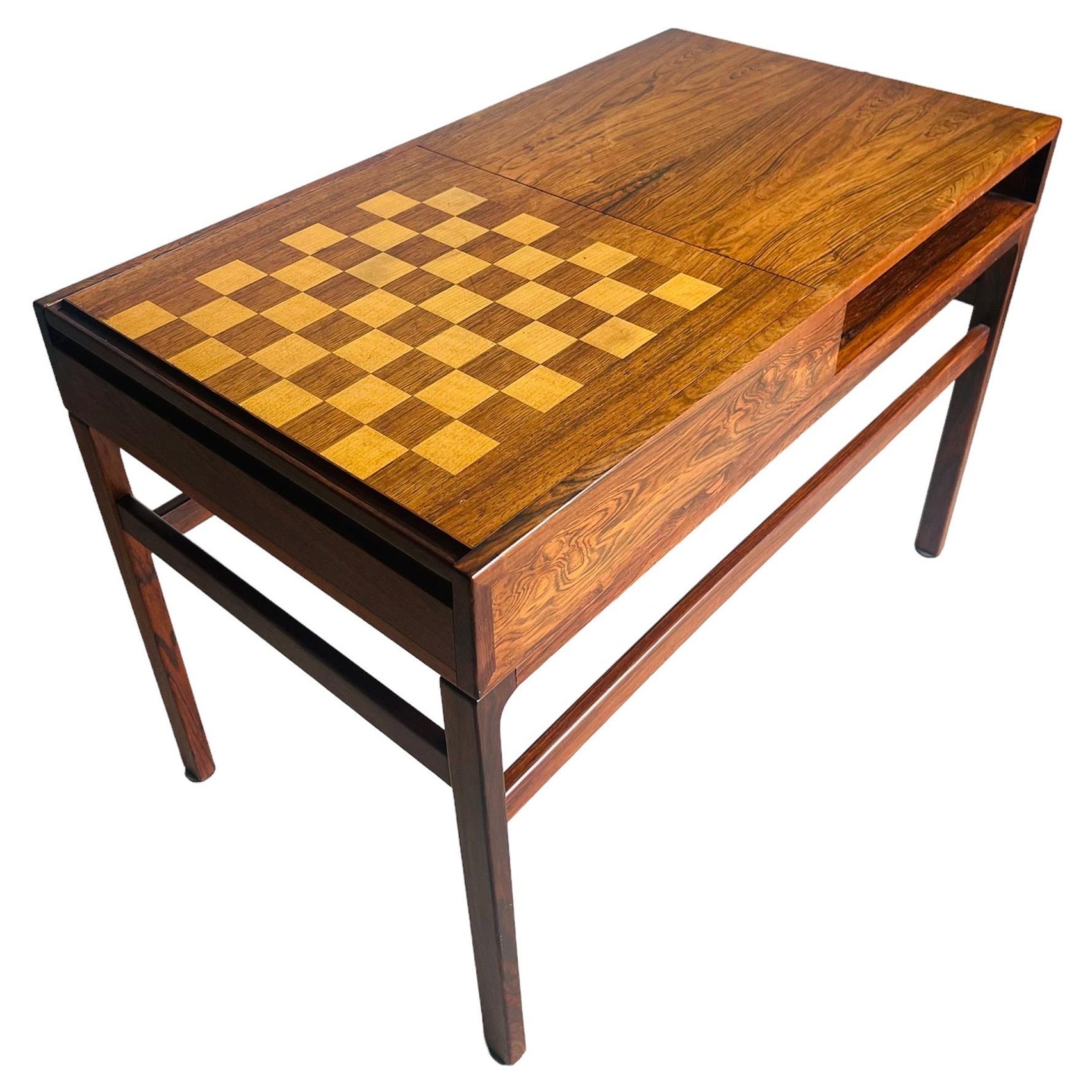 Danish Modern Rosewood Chess/Game Table by Illum Wikkelsø