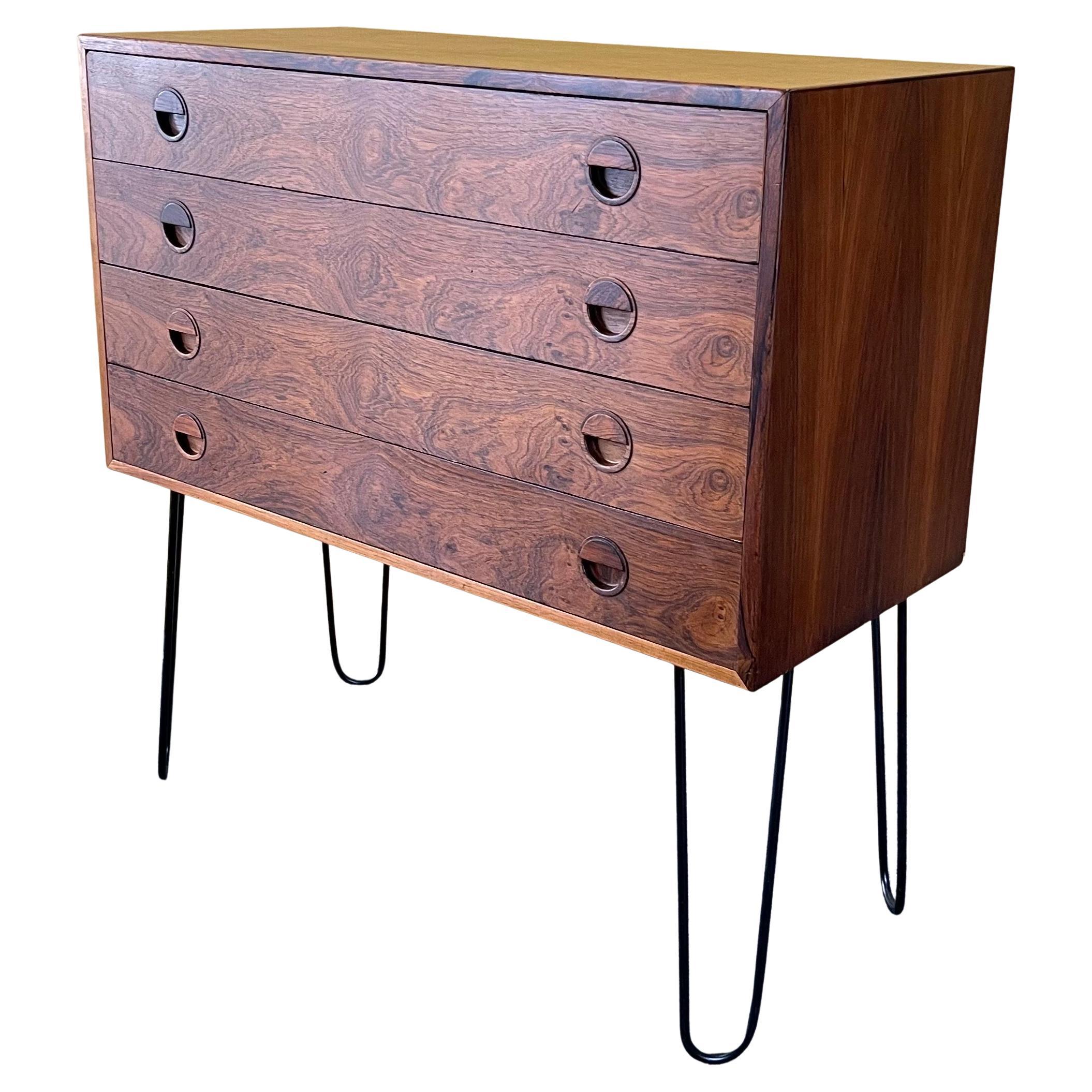 Danish Modern Rosewood Chest of Drawers with Hairpin Legs For Sale 11