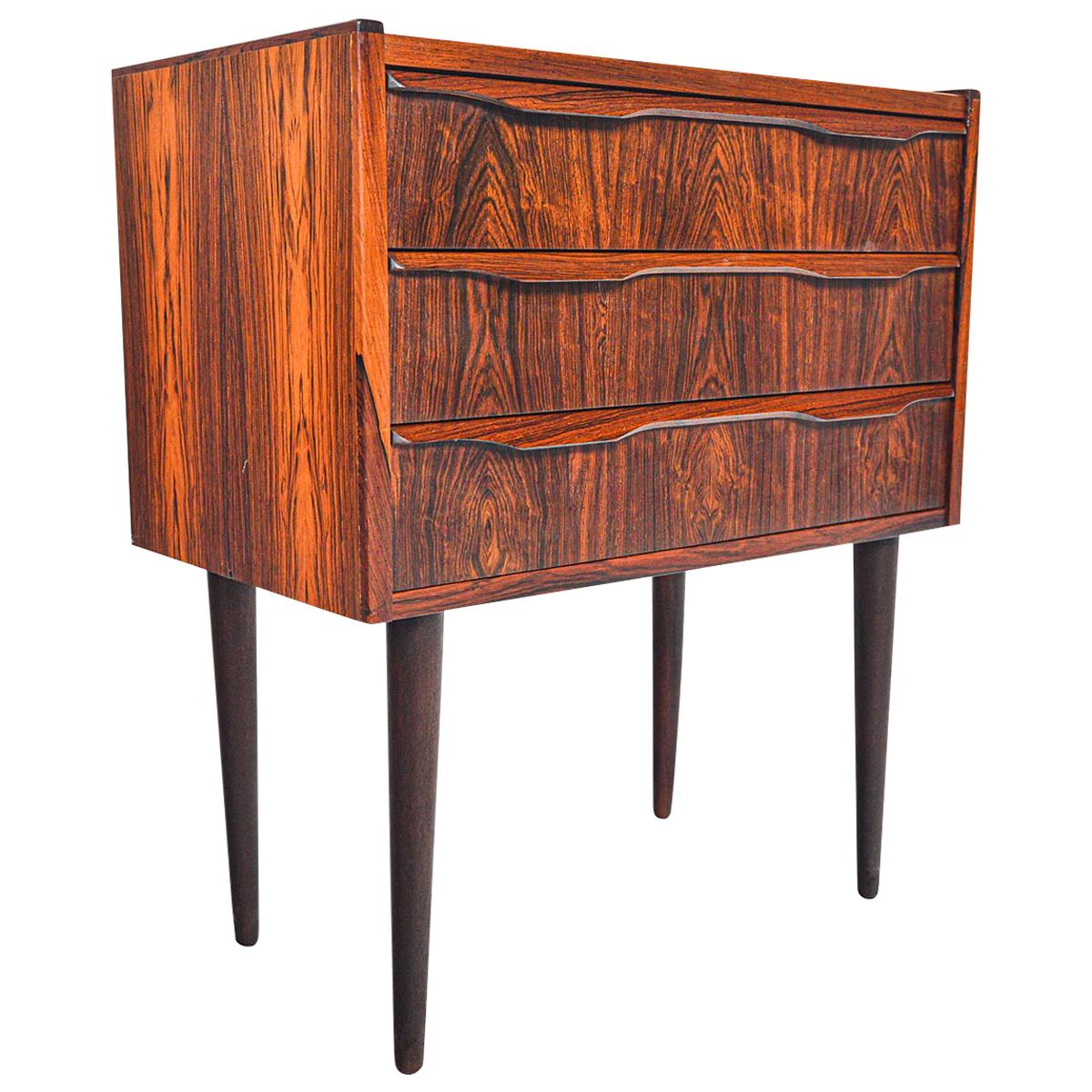 Danish Modern Rosewood Chest with Quarter Profile Pull