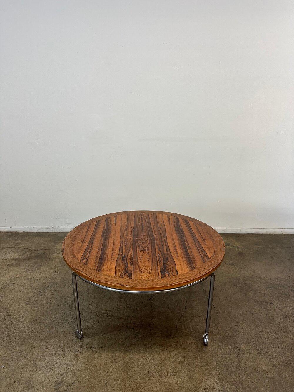 Danish Modern Rosewood & Chrome Coffee Table  In Good Condition For Sale In Los Angeles, CA