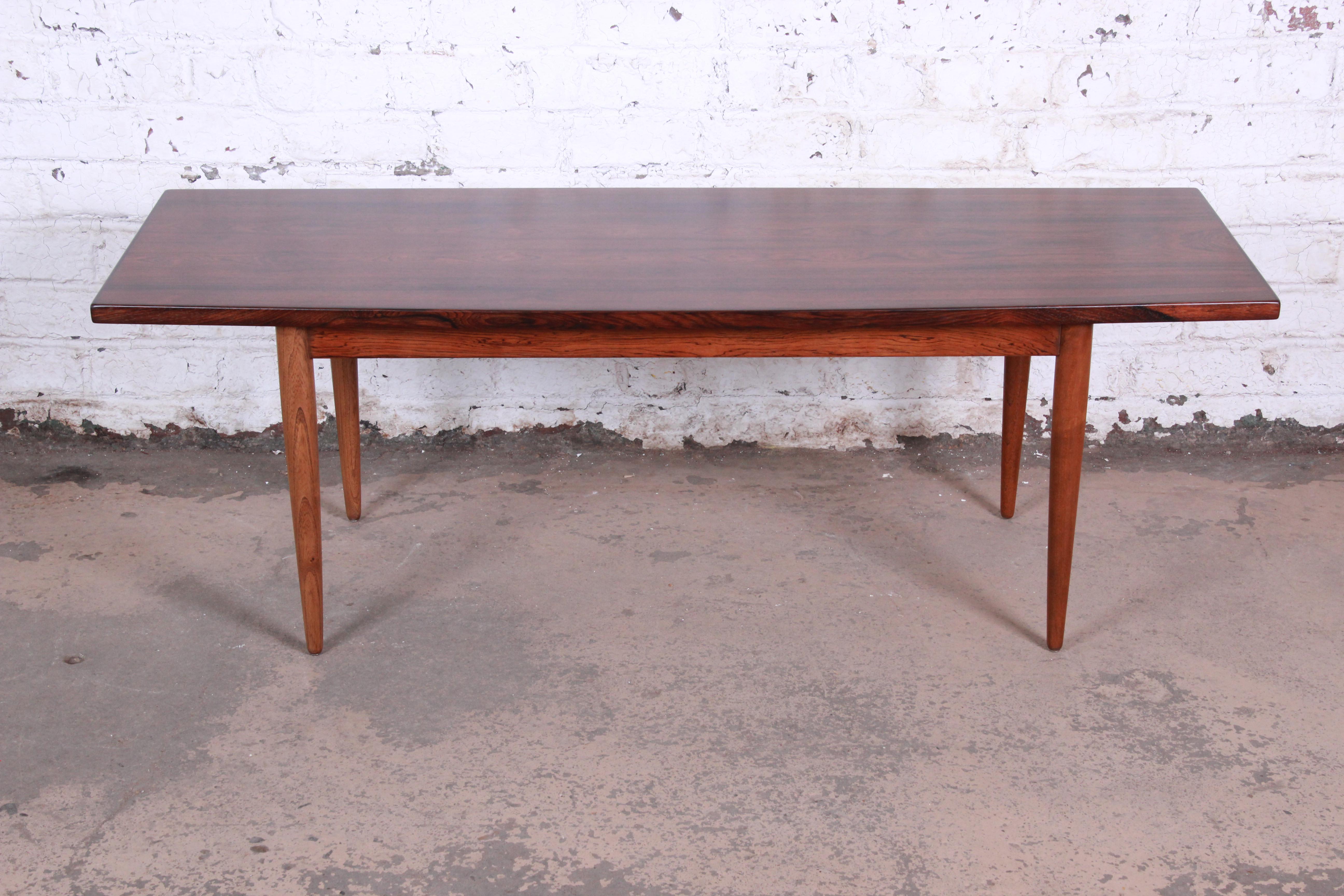 Mid-Century Modern Danish Modern Rosewood Coffee Table, Newly Refinished