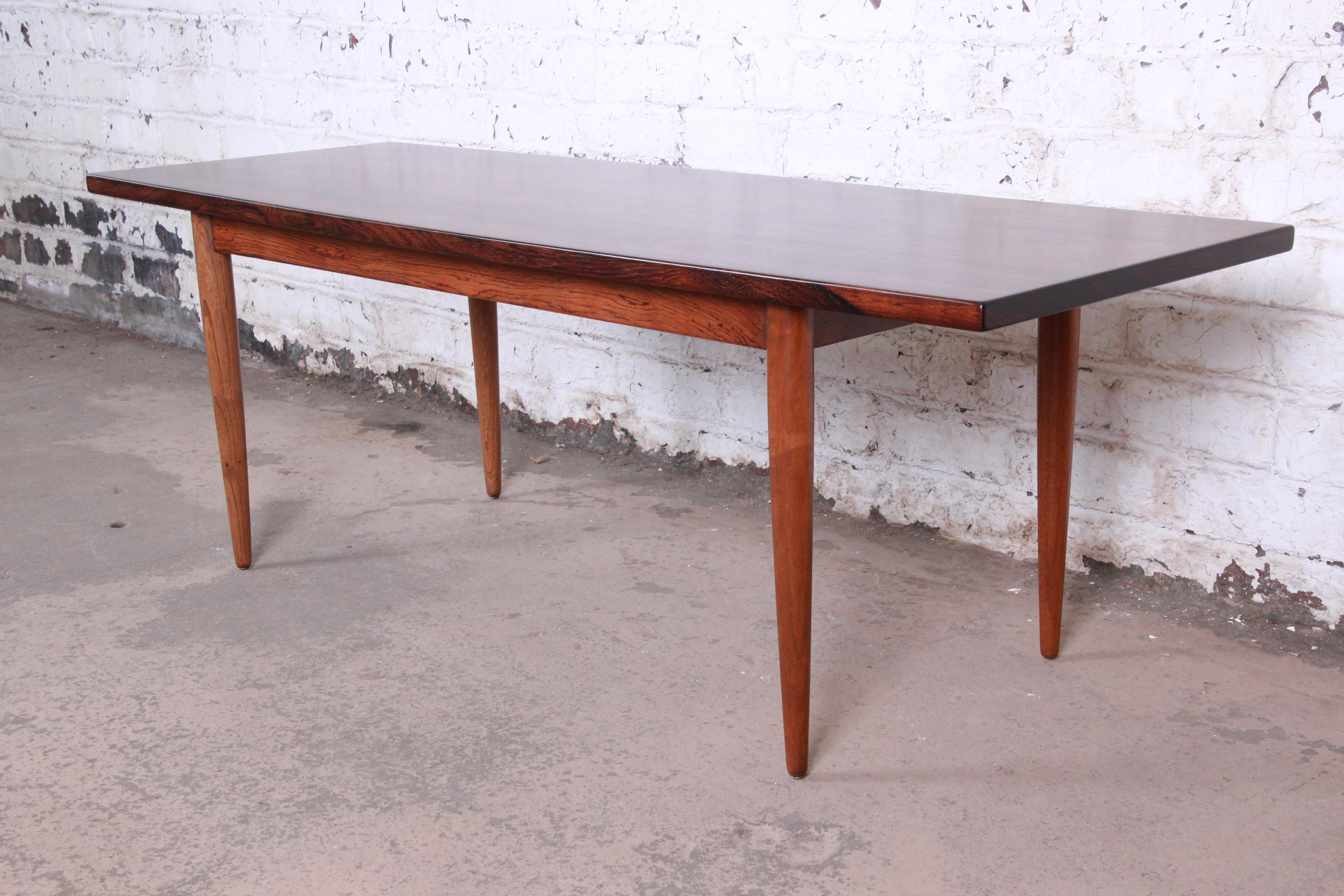 American Danish Modern Rosewood Coffee Table, Newly Refinished