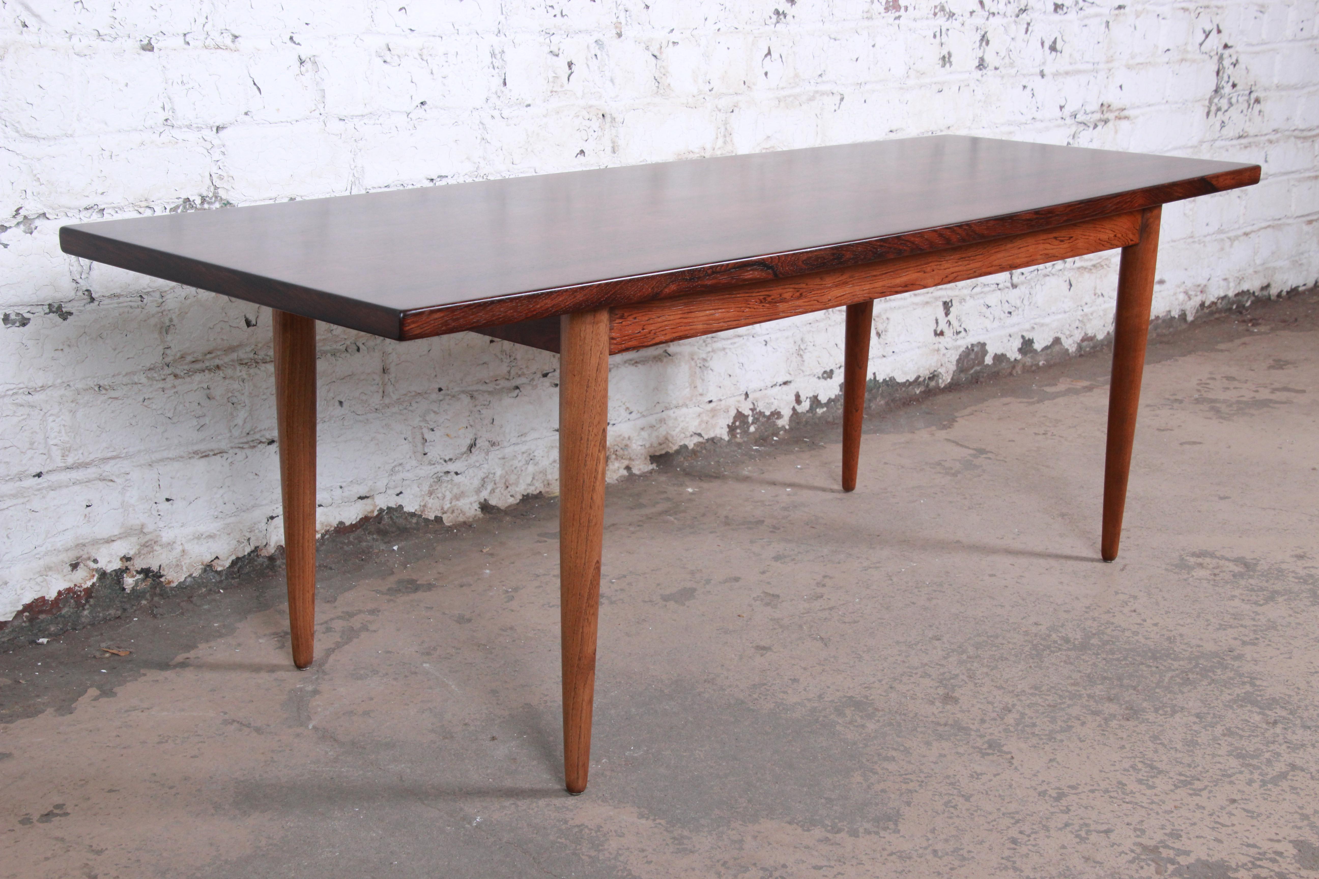 Mid-20th Century Danish Modern Rosewood Coffee Table, Newly Refinished