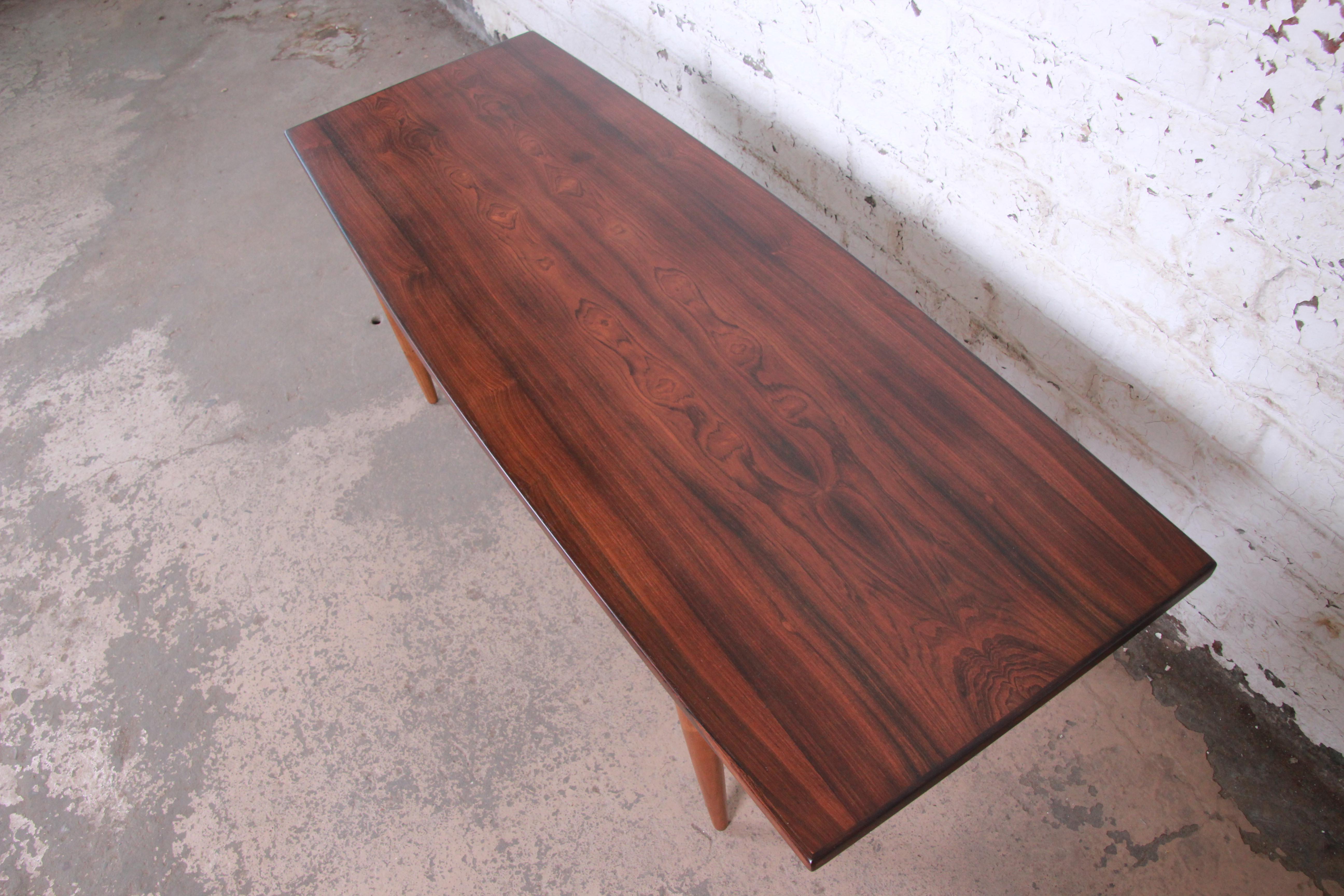 Danish Modern Rosewood Coffee Table, Newly Refinished 2