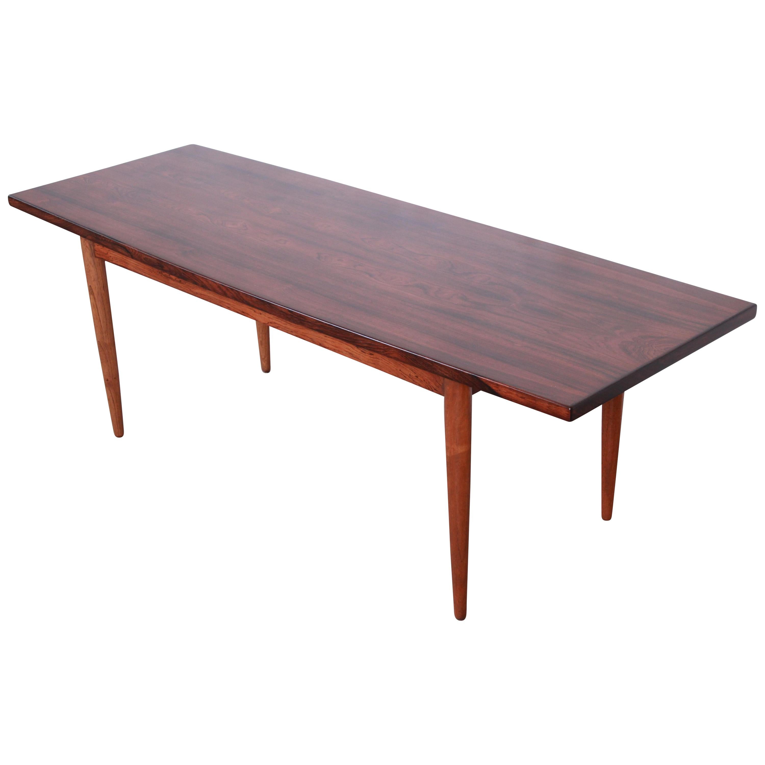 Danish Modern Rosewood Coffee Table, Newly Refinished
