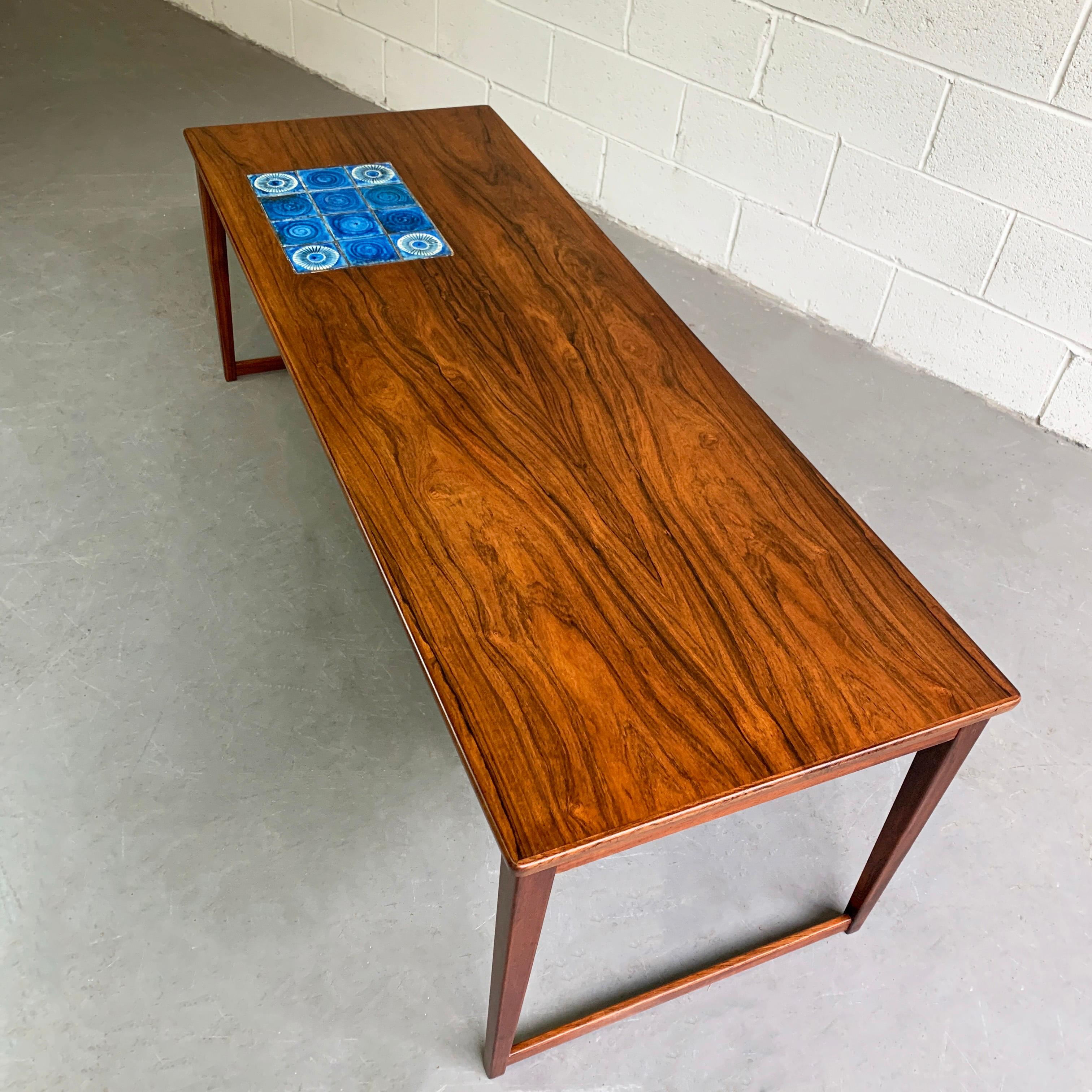 Danish Modern Rosewood Coffee Table With Ceramic Inlay In Good Condition In Brooklyn, NY