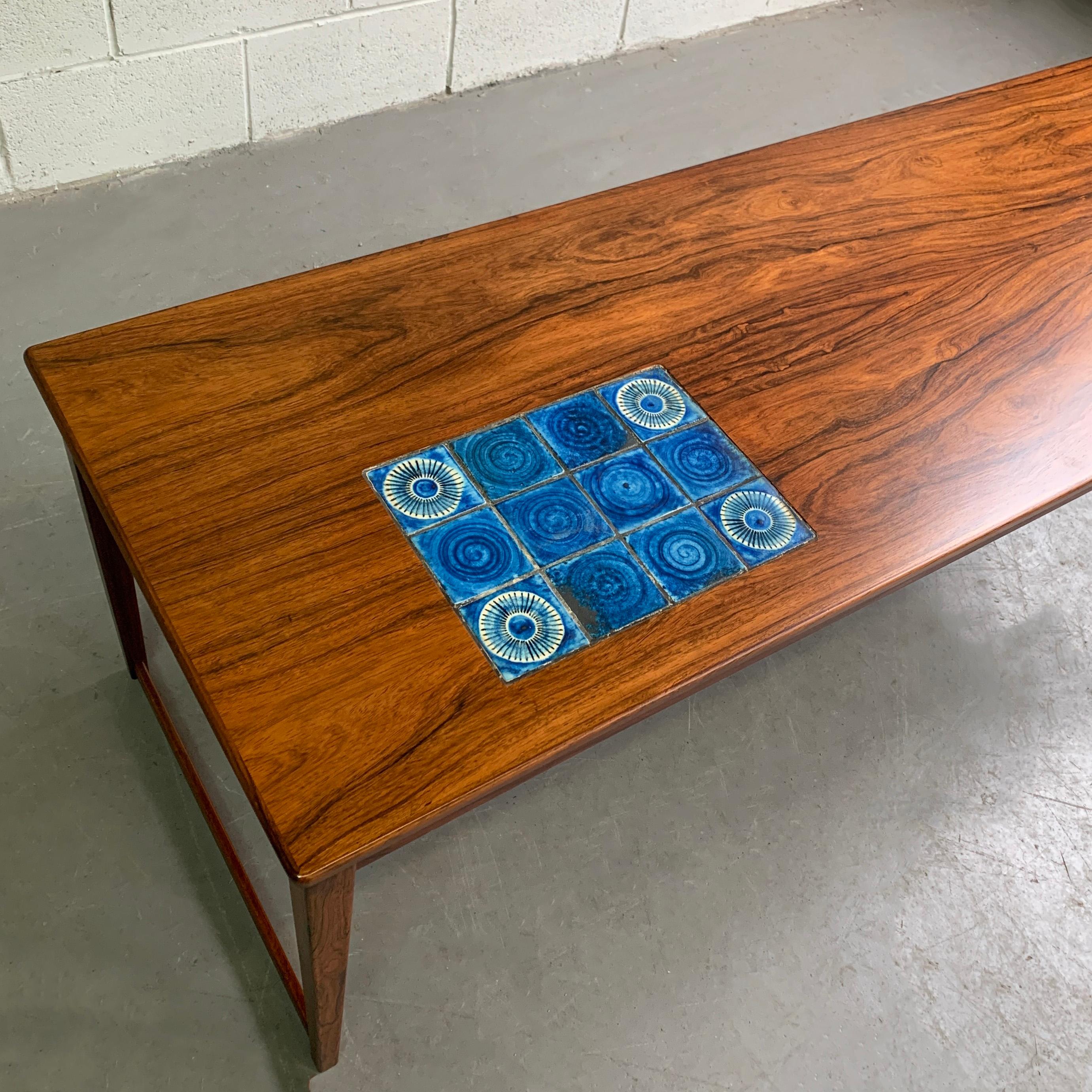 20th Century Danish Modern Rosewood Coffee Table With Ceramic Inlay