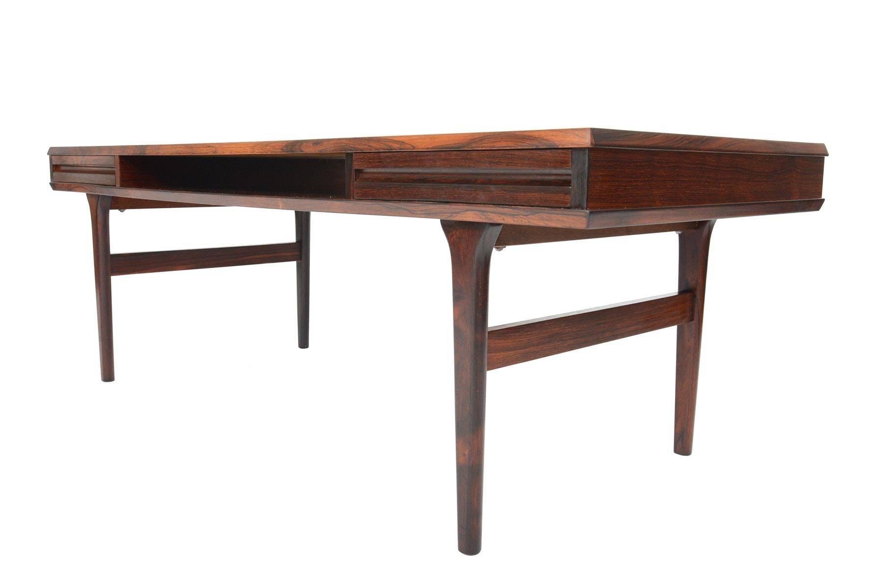 Danish Modern Rosewood Coffee Table with Drawers 2