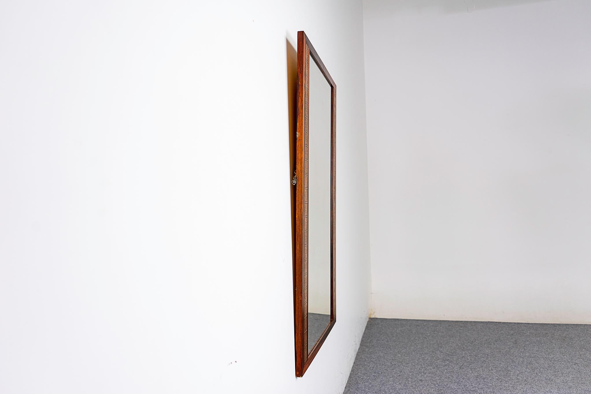 Danish Modern Rosewood & Copper Wall Mirror  For Sale 2