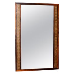 Danish Modern Rosewood & Copper Wall Mirror