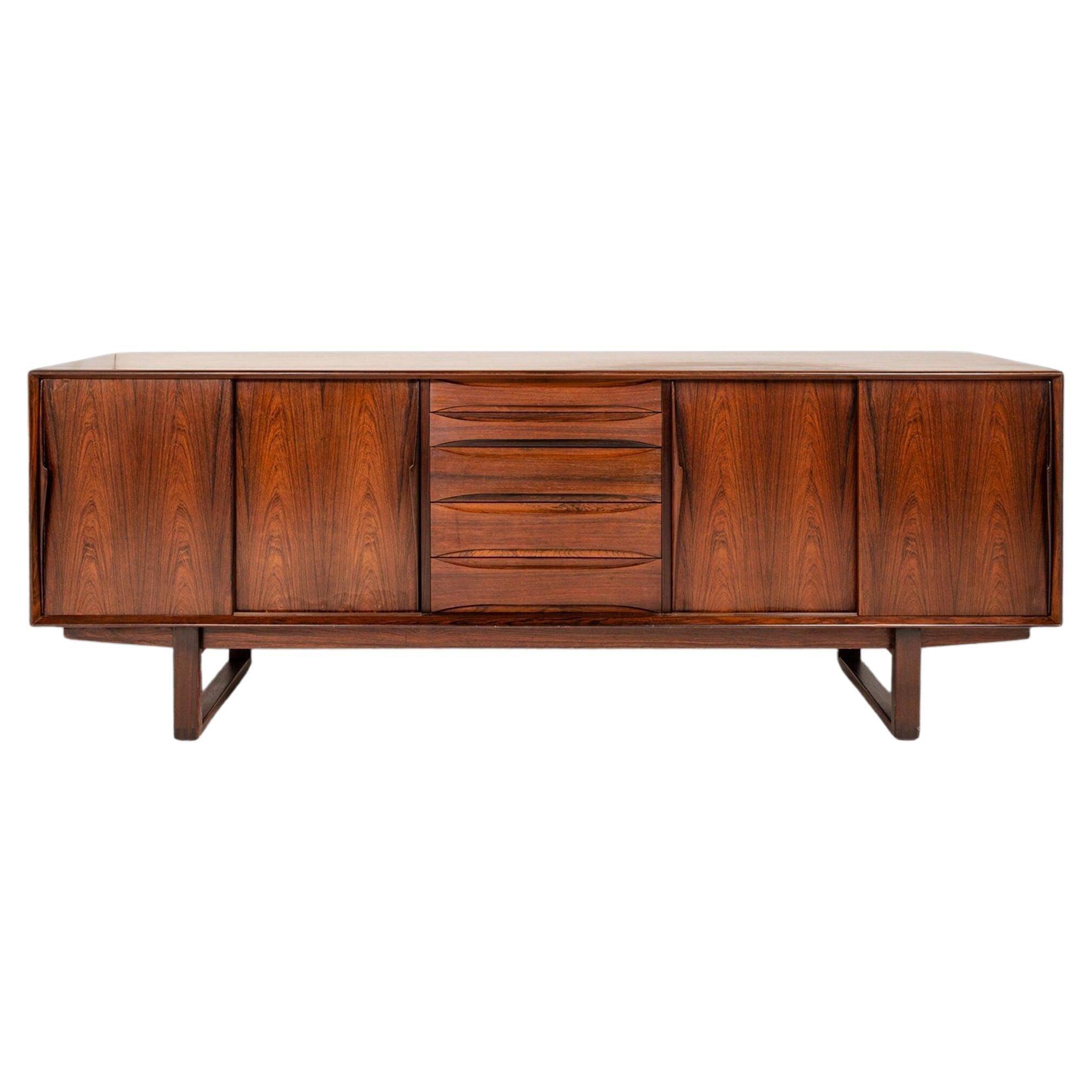 Danish Modern Sled Base Rosewood Credenza Attributed to Arne Vodder, c. 1960's For Sale