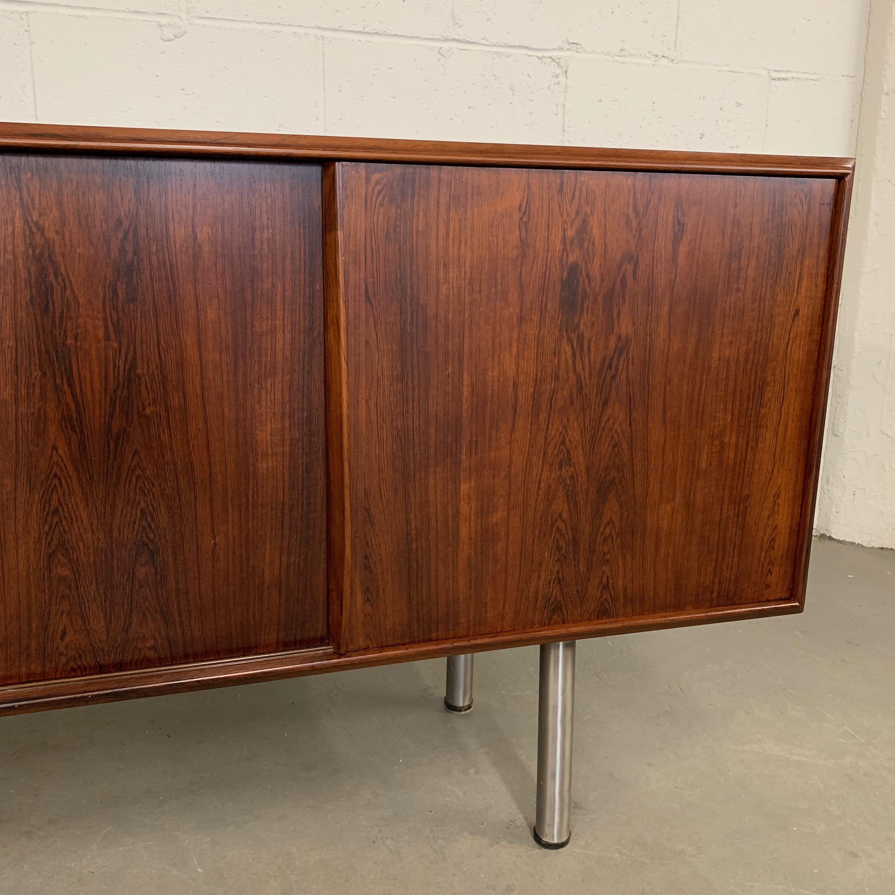 Chrome Danish Modern Rosewood Credenza Sideboard