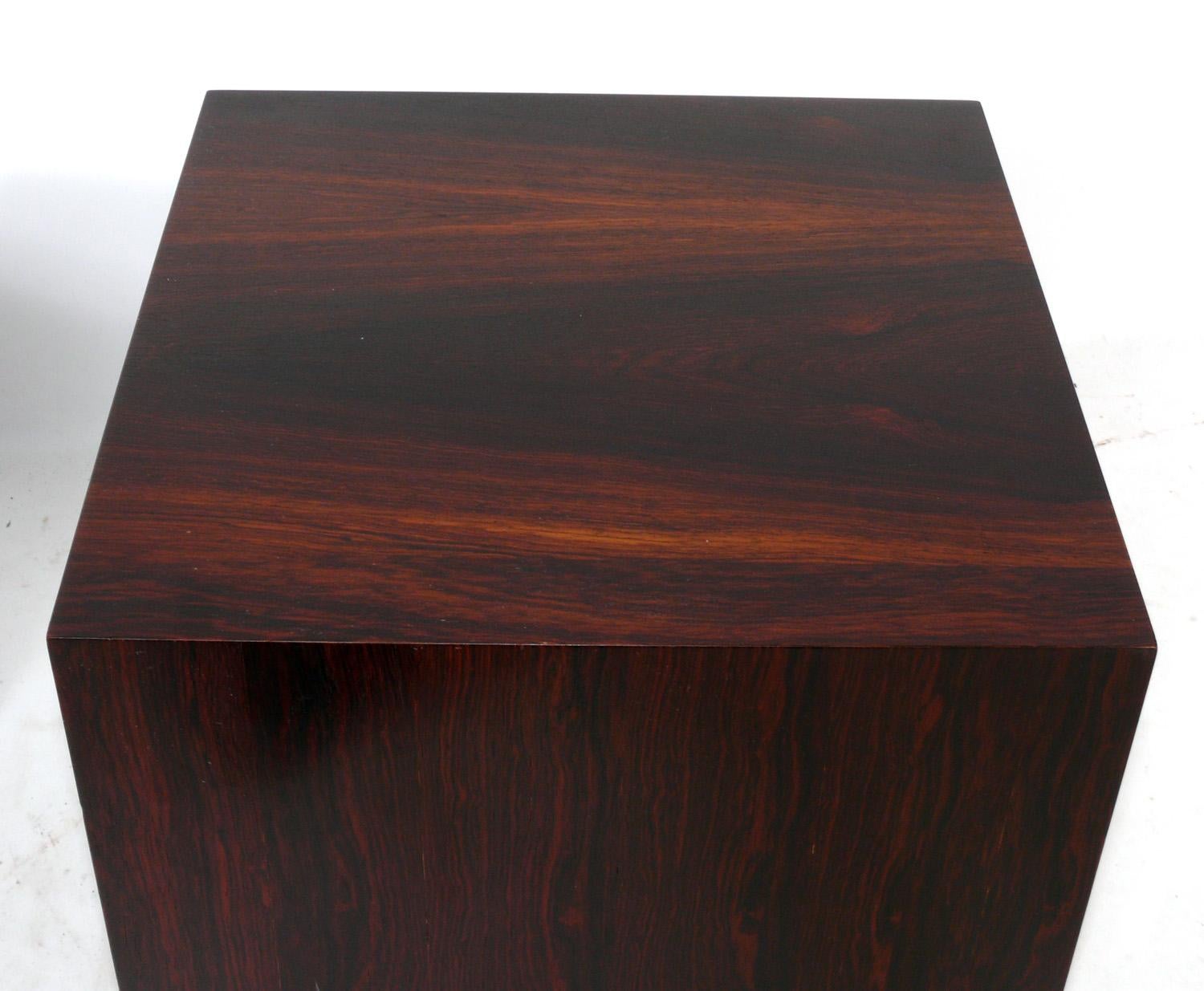 Danish Modern Rosewood Cube End or Side Tables or Stools In Good Condition For Sale In Atlanta, GA