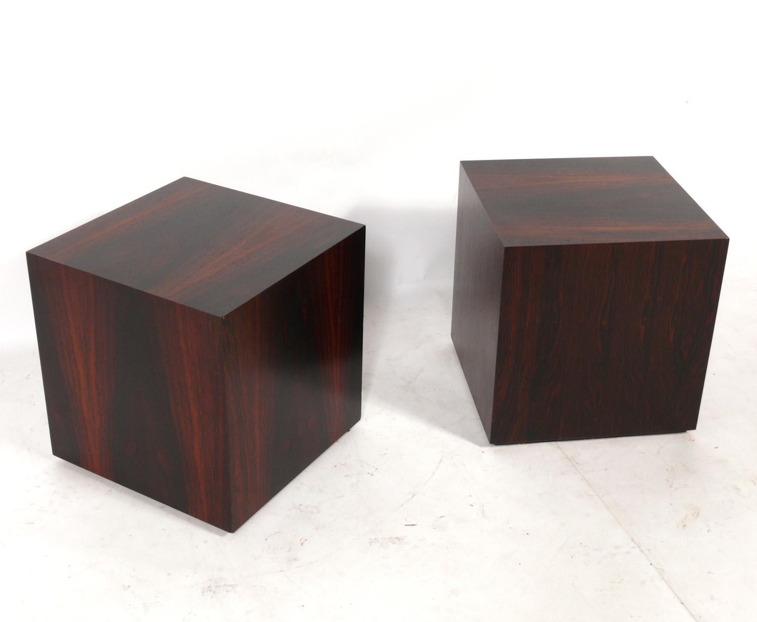 Mid-20th Century Danish Modern Rosewood Cube End or Side Tables or Stools For Sale