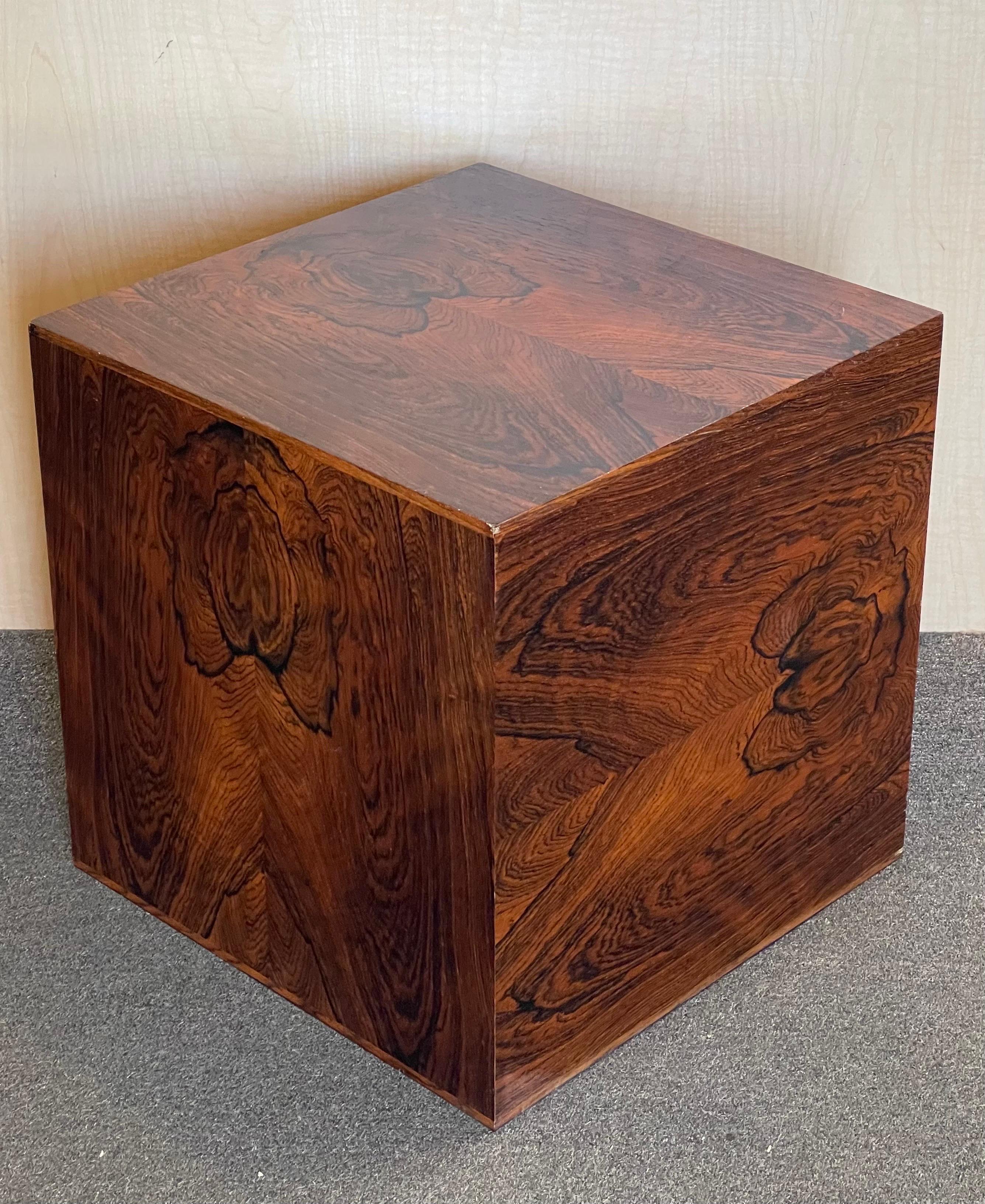 Danish Modern Rosewood Cube Side Table For Sale 2