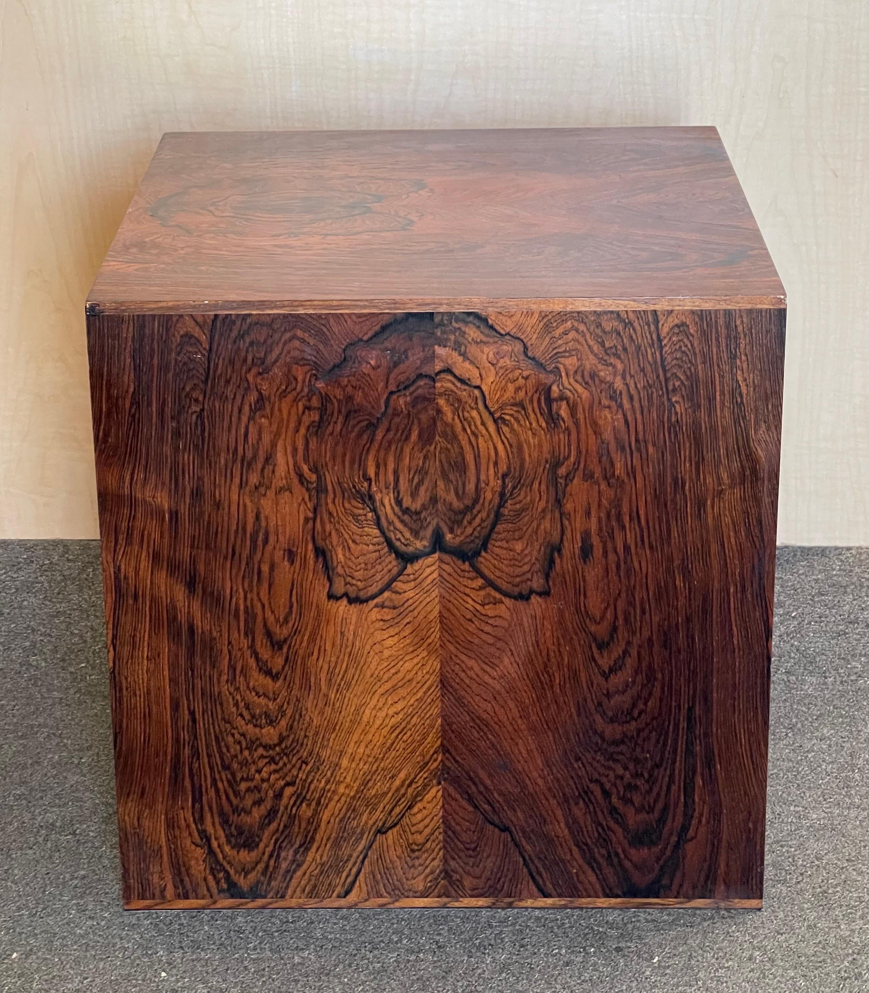 Danish Modern Rosewood Cube Side Table For Sale 3