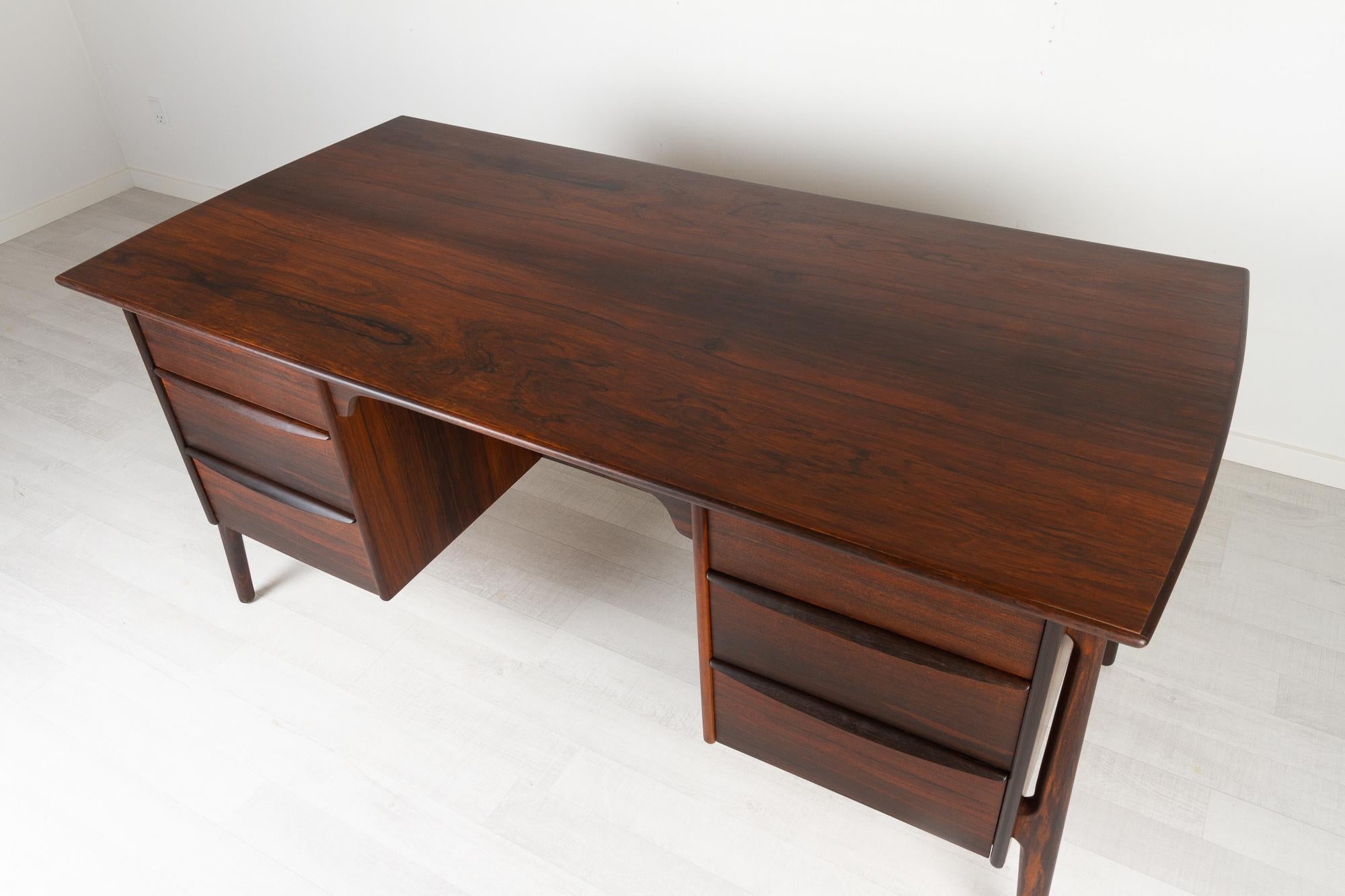 Danish Modern Rosewood Desk by Svend Aage Madsen 1960s 5