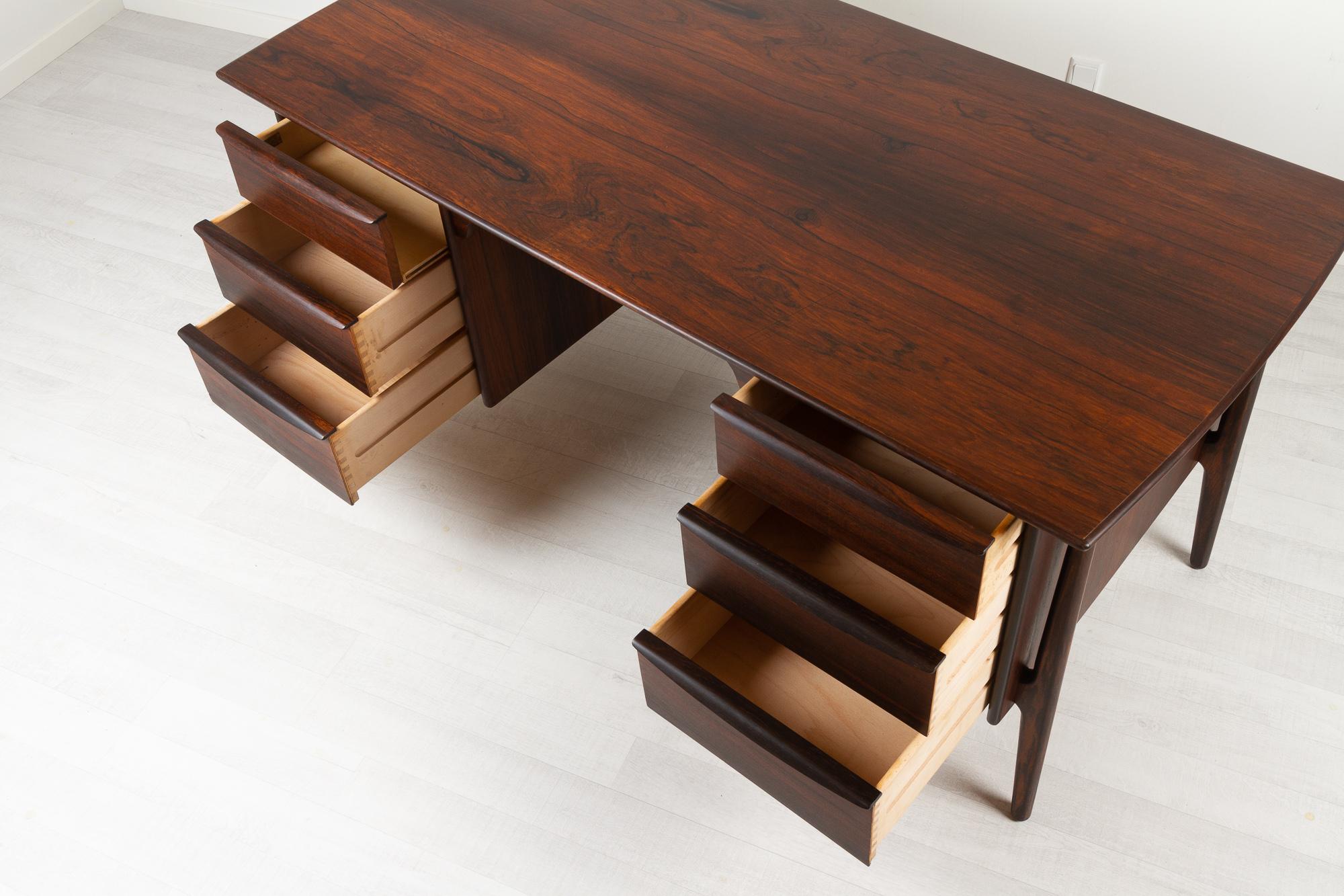 Danish Modern Rosewood Desk by Svend Aage Madsen 1960s 7