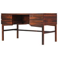 Danish Modern Rosewood Desk with Bookshelf Back
