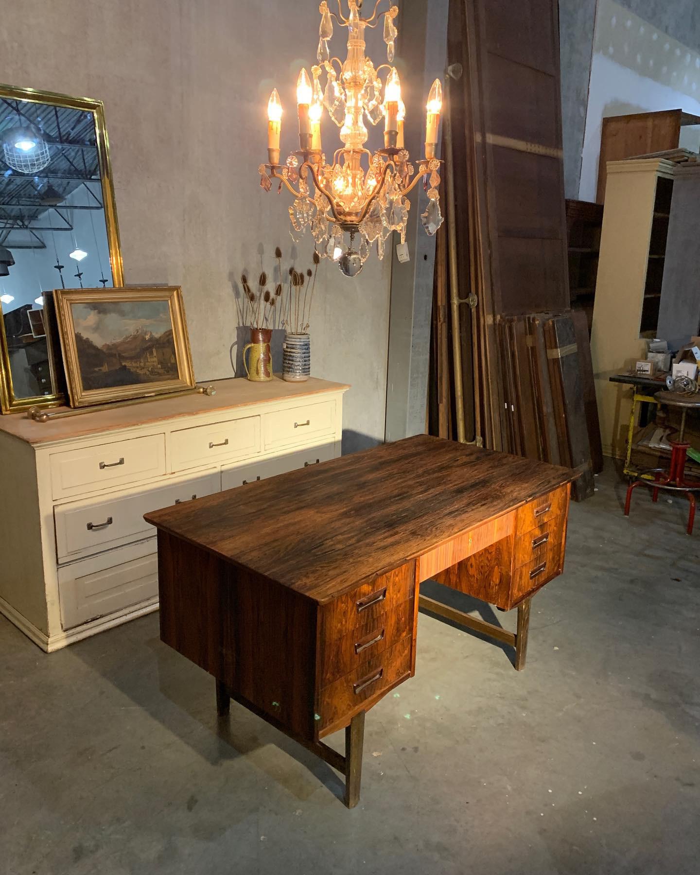 Scandinavian Modern Danish Modern Rosewood Desk with Front Storage