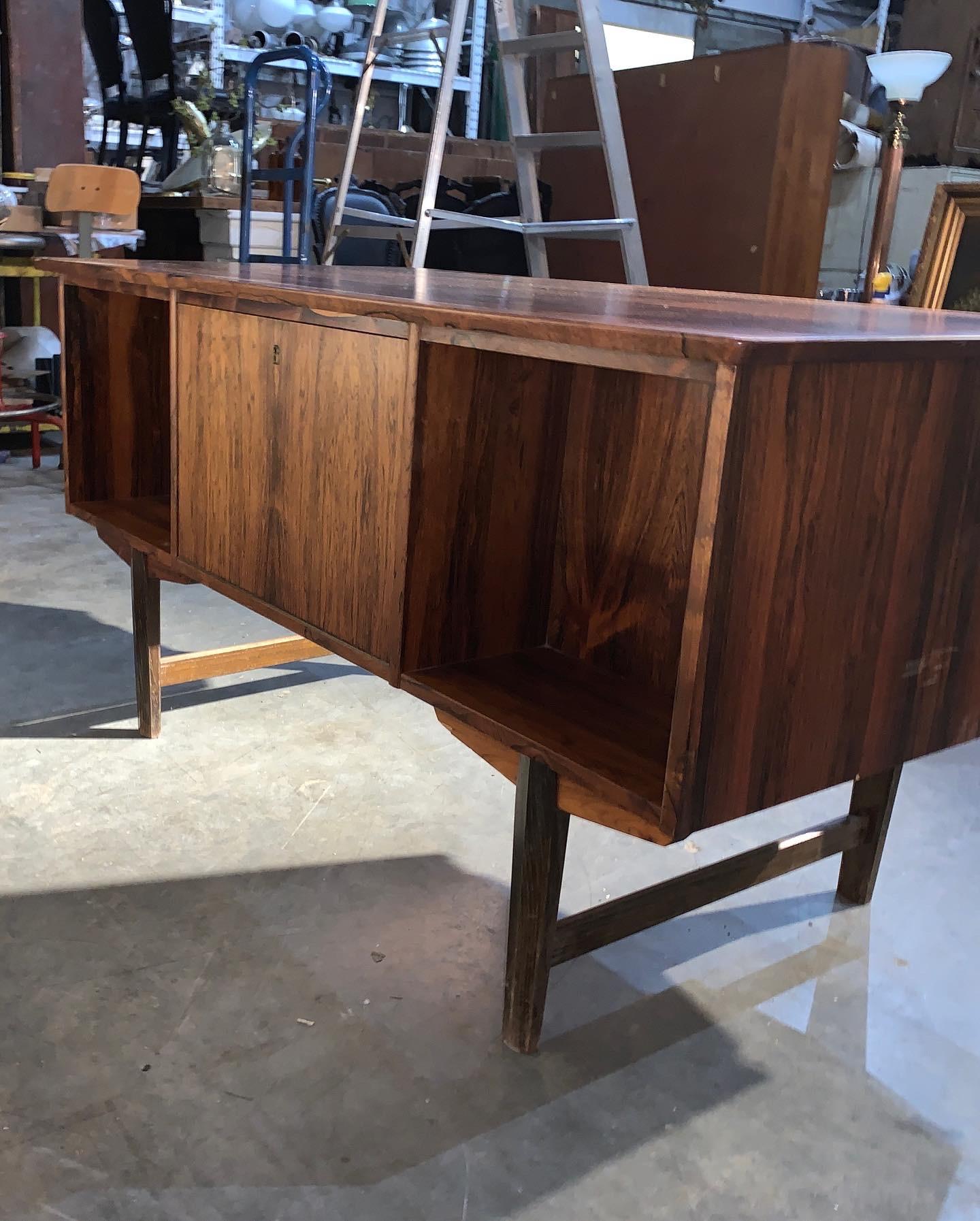 Mid-20th Century Danish Modern Rosewood Desk with Front Storage