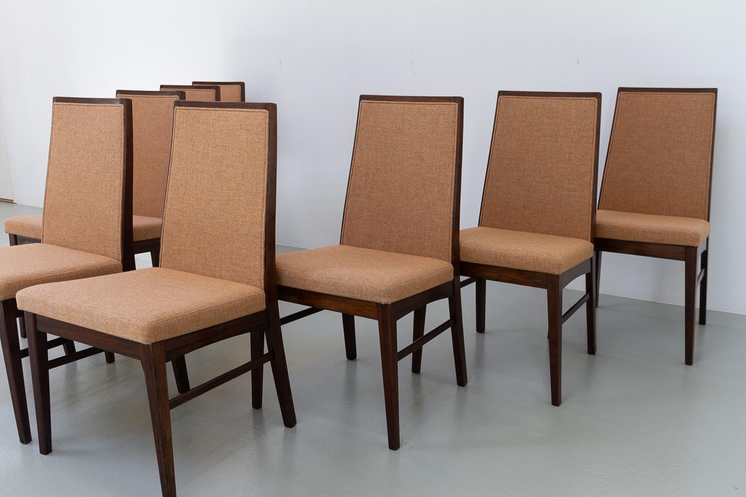 Late 20th Century Danish Modern Rosewood Dining Chairs by Dyrlund, 1970s. Set of 8.