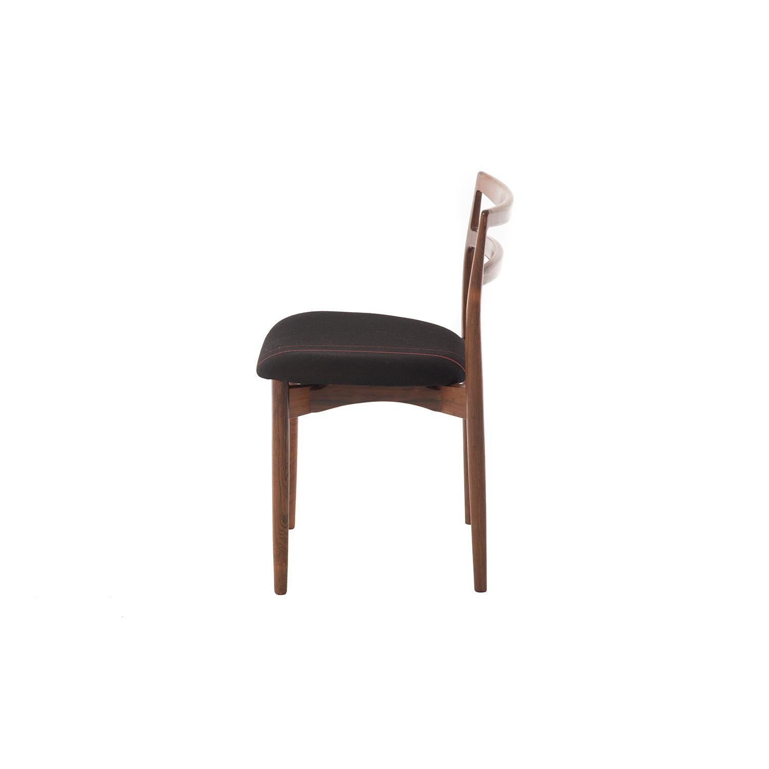 Mercerized Danish Modern Rosewood Dining Chairs by Harry Østergaard