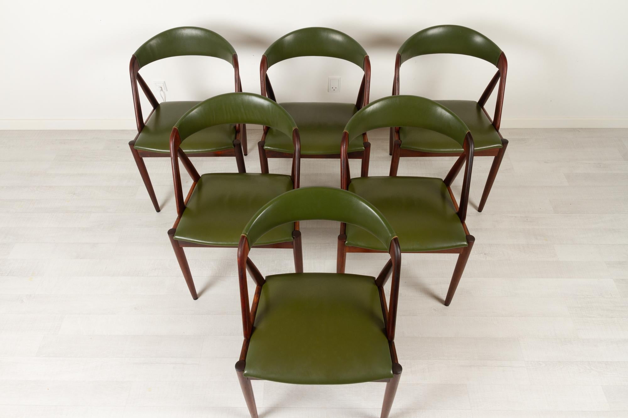 Scandinavian Modern Danish Modern Rosewood Dining Chairs by Kai Kristiansen 1960s, Set of 6