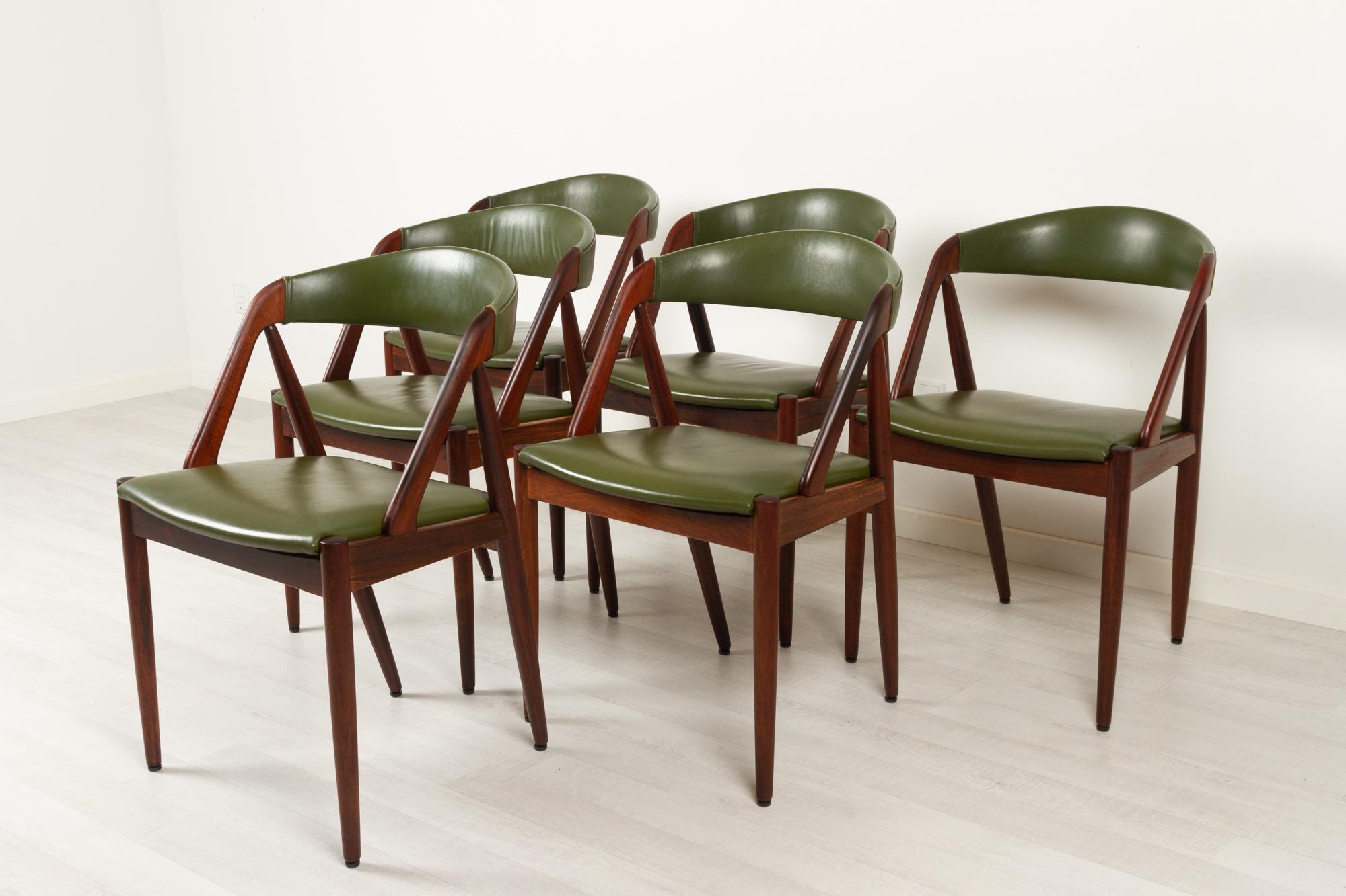 Danish Modern Rosewood Dining Chairs by Kai Kristiansen 1960s, Set of 6 In Good Condition In Asaa, DK