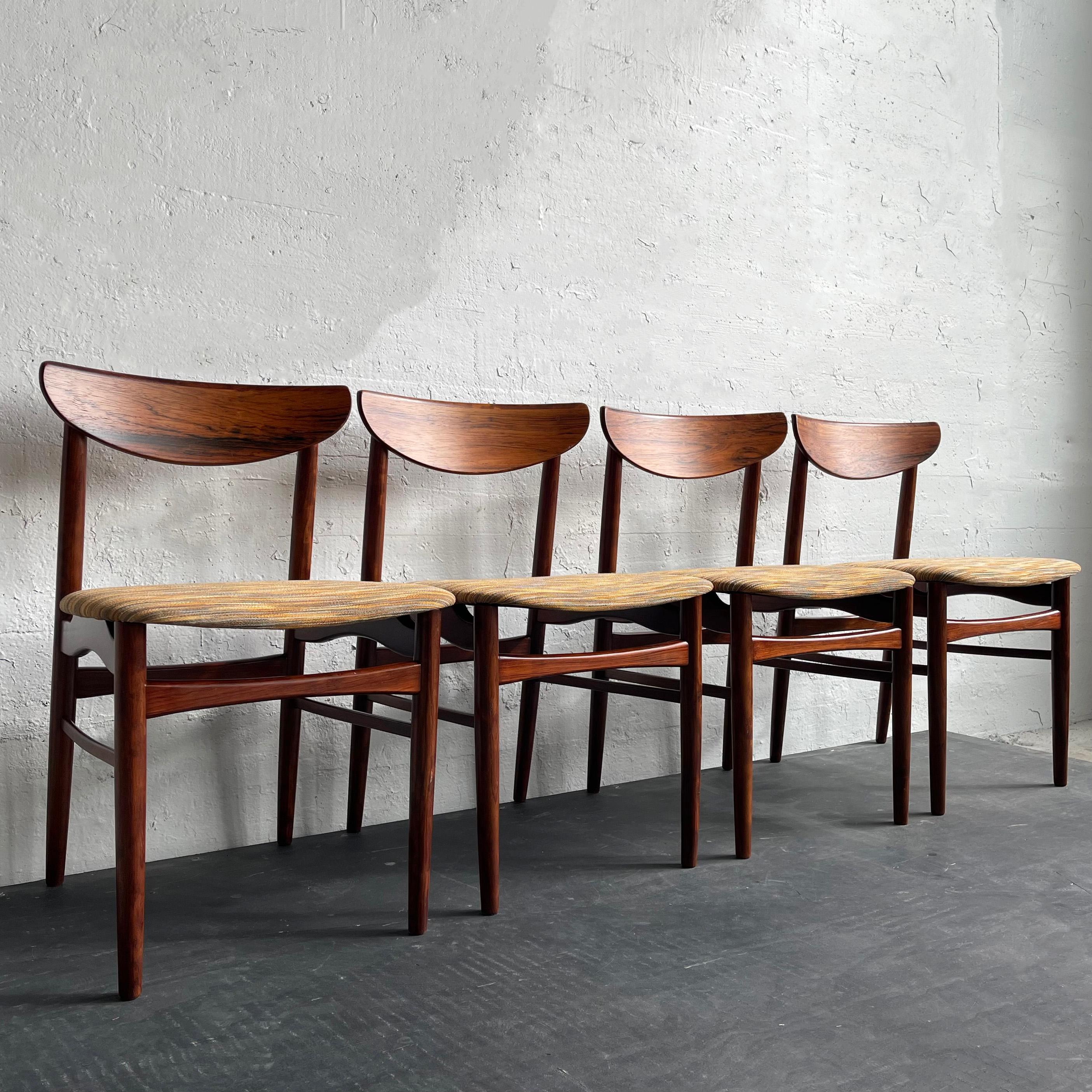 Fabric Danish Modern Rosewood Dining Chairs By Kurt Østervig For K.P. Møbler For Sale