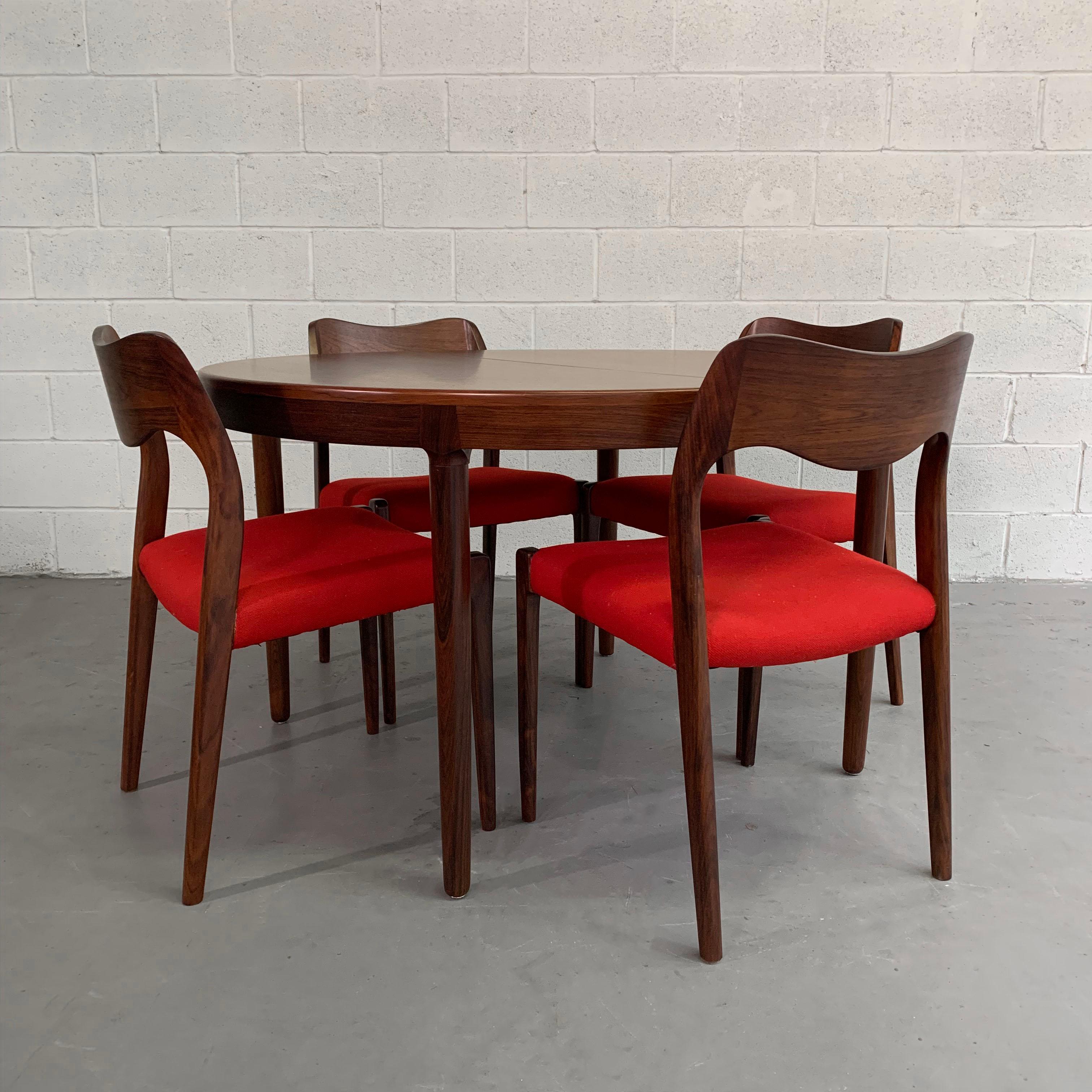 Fabric Danish Modern Rosewood Dining Chairs by Niels Moller