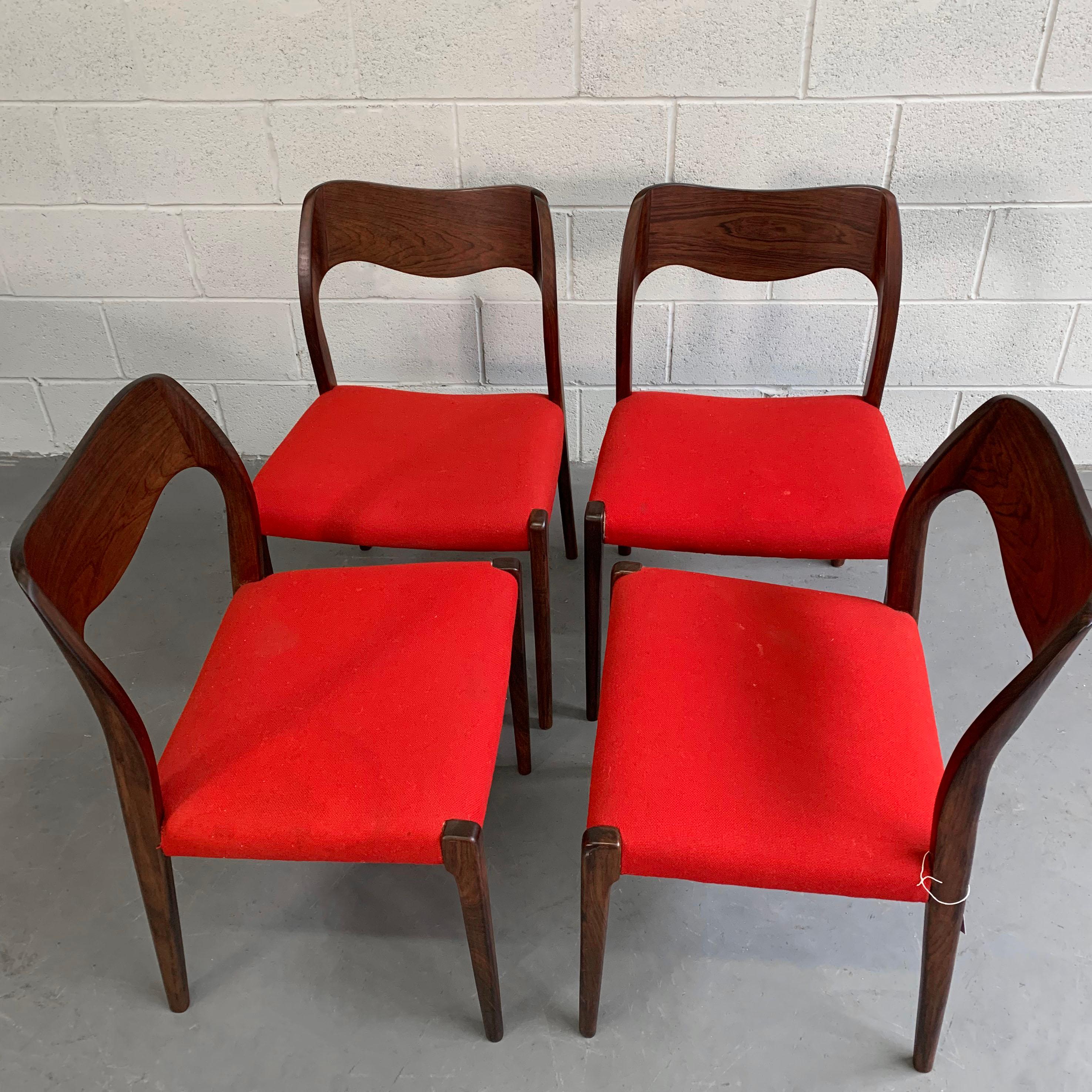Danish Modern Rosewood Dining Chairs by Niels Moller 1