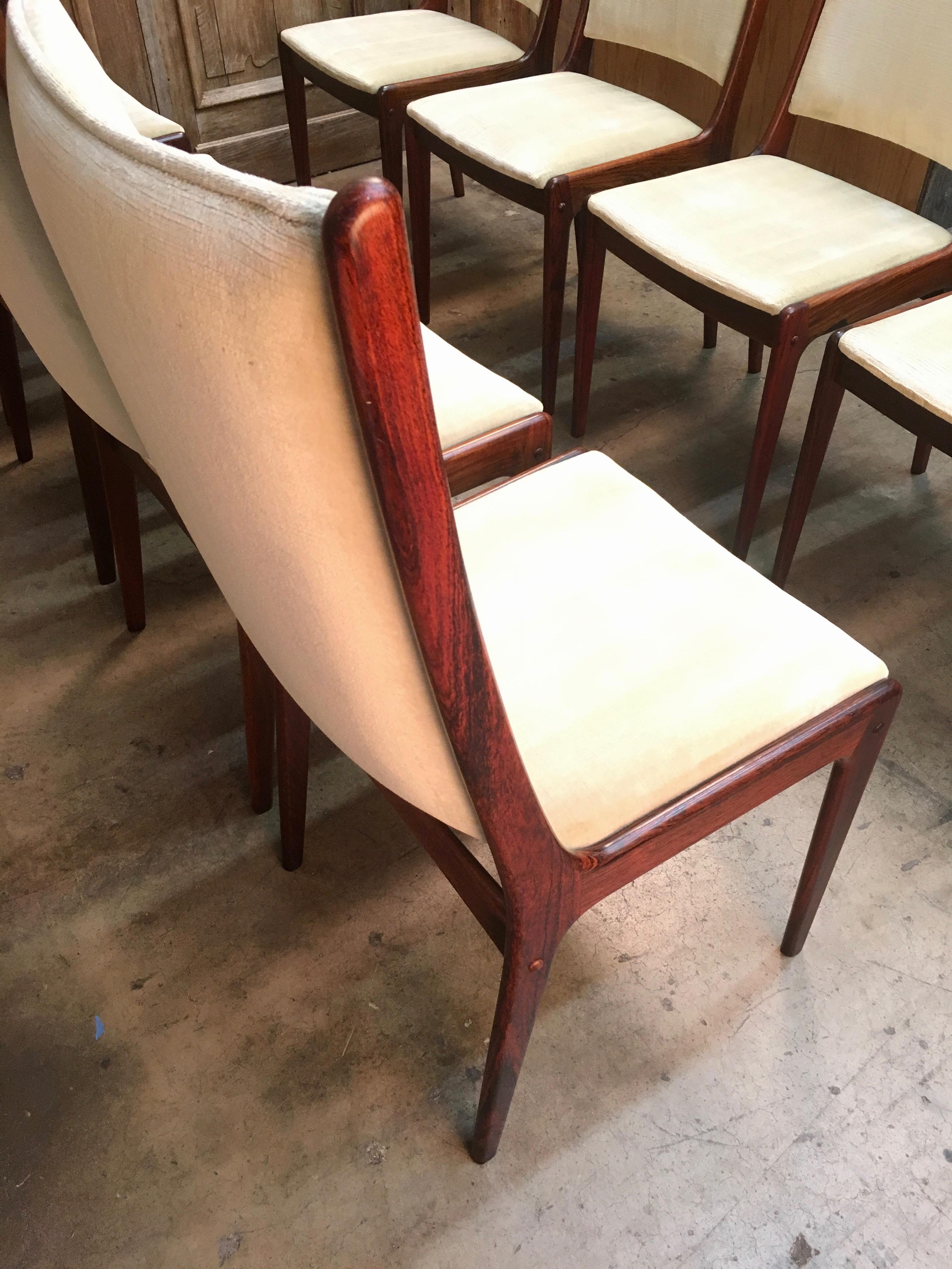 Upholstery Danish Modern Rosewood Dining Chairs