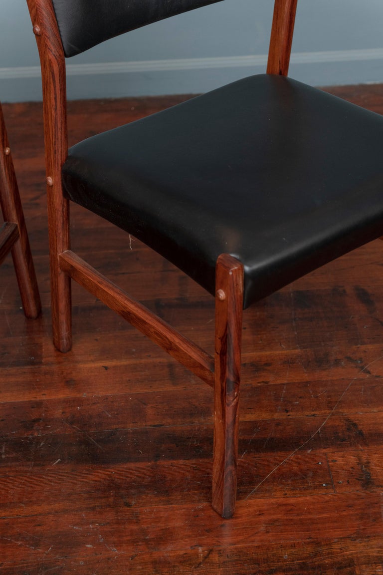 Naugahyde Danish Modern Rosewood Dining Chairs For Sale