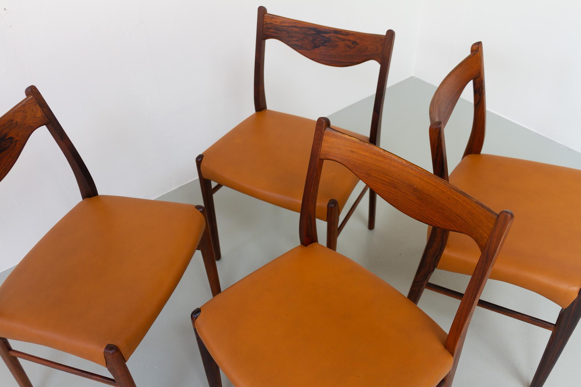 Danish Modern Rosewood Dining Room Chairs GS61 by Arne Wahl Iversen, 1950s 11