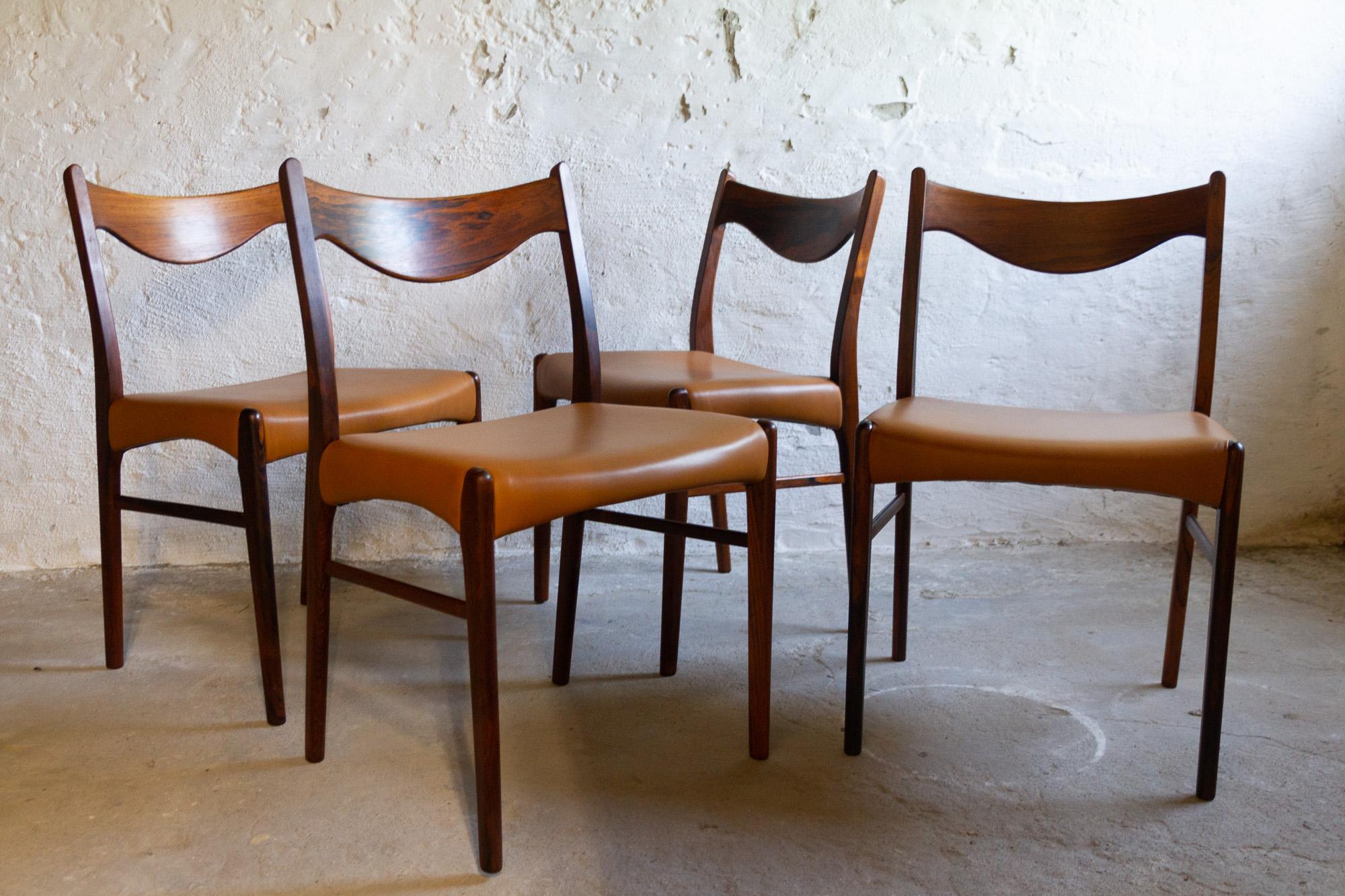 Danish Modern Rosewood Dining Room Chairs GS61 by Arne Wahl Iversen, 1950s 12