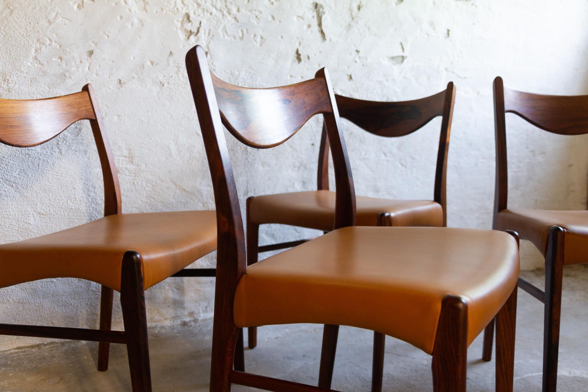 Danish Modern Rosewood Dining Room Chairs GS61 by Arne Wahl Iversen, 1950s 13