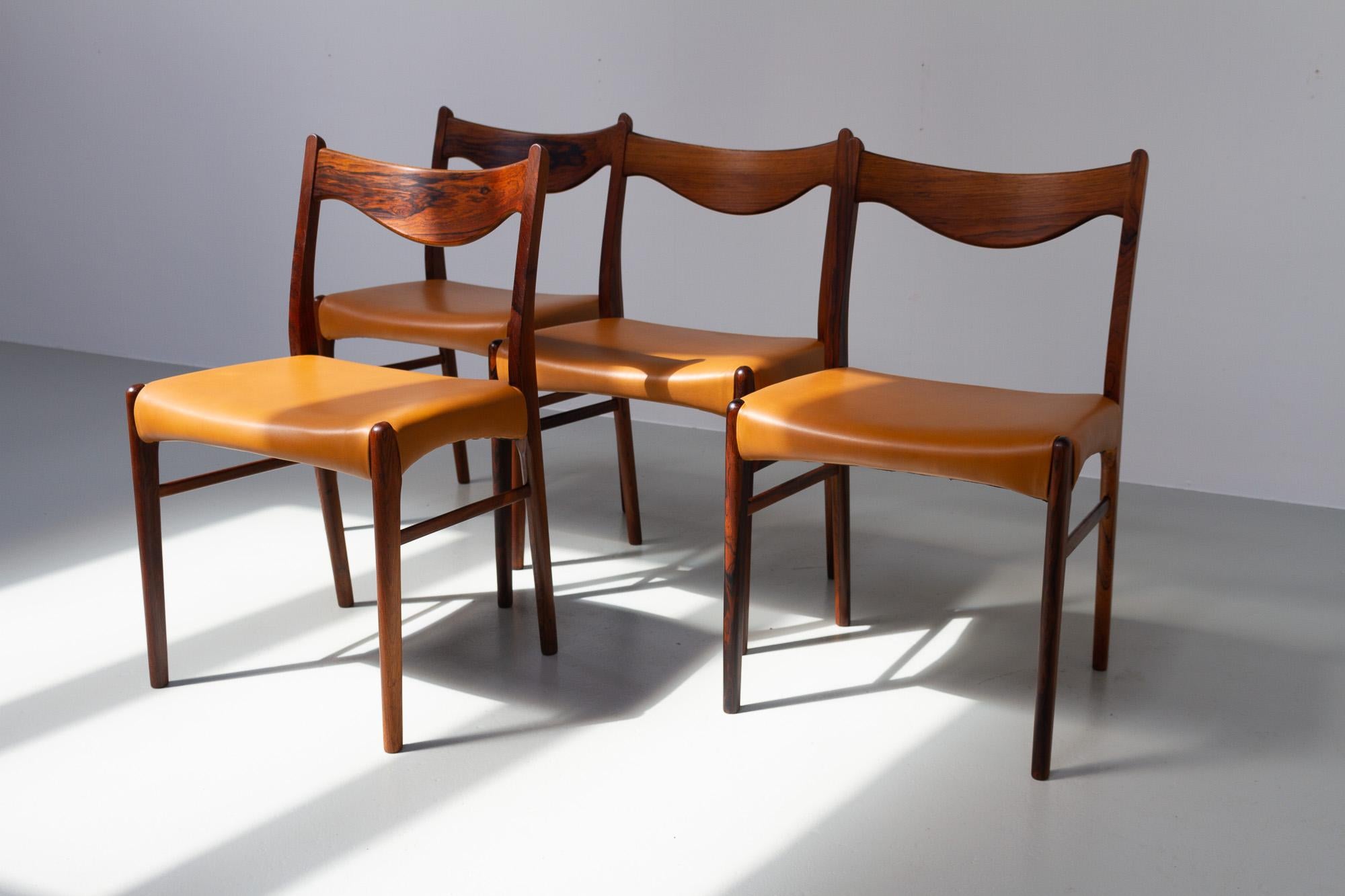 Mid-Century Modern Danish Modern Rosewood Dining Room Chairs GS61 by Arne Wahl Iversen, 1950s