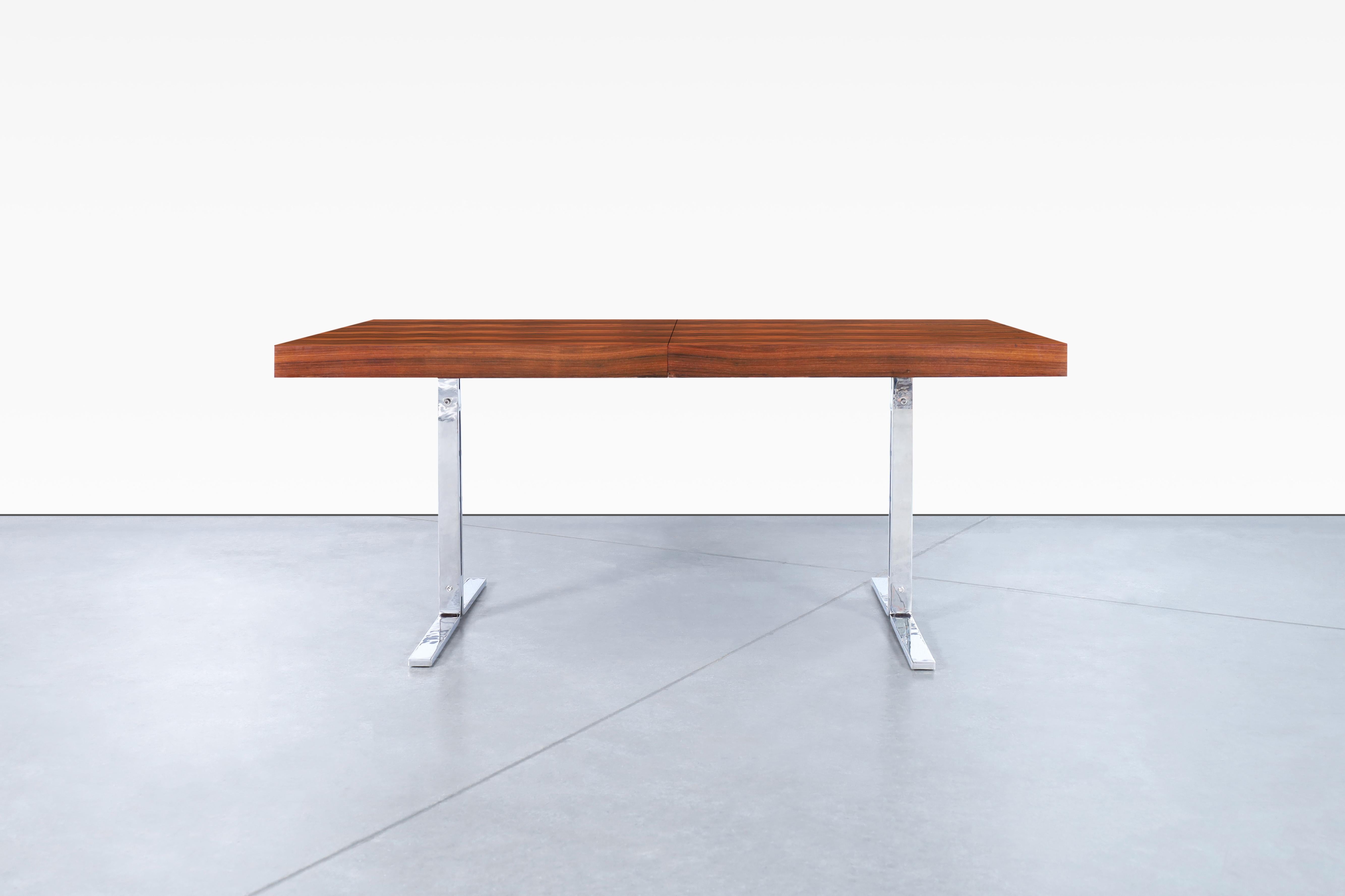 Steel Danish Modern Rosewood Dining Table by Poul Nørreklit for Georg Petersens For Sale