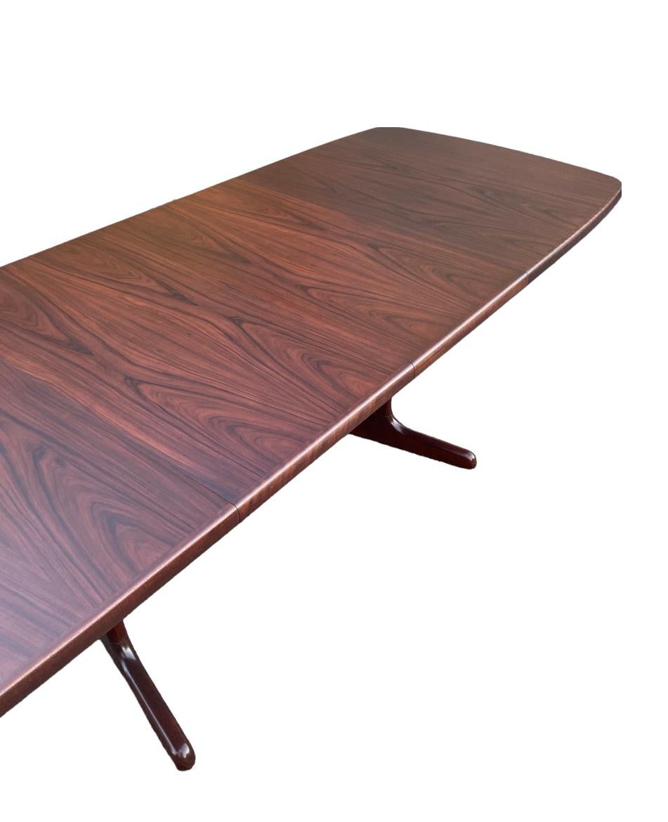 Wood Danish Modern Rosewood Dining Table with 2 Leaves