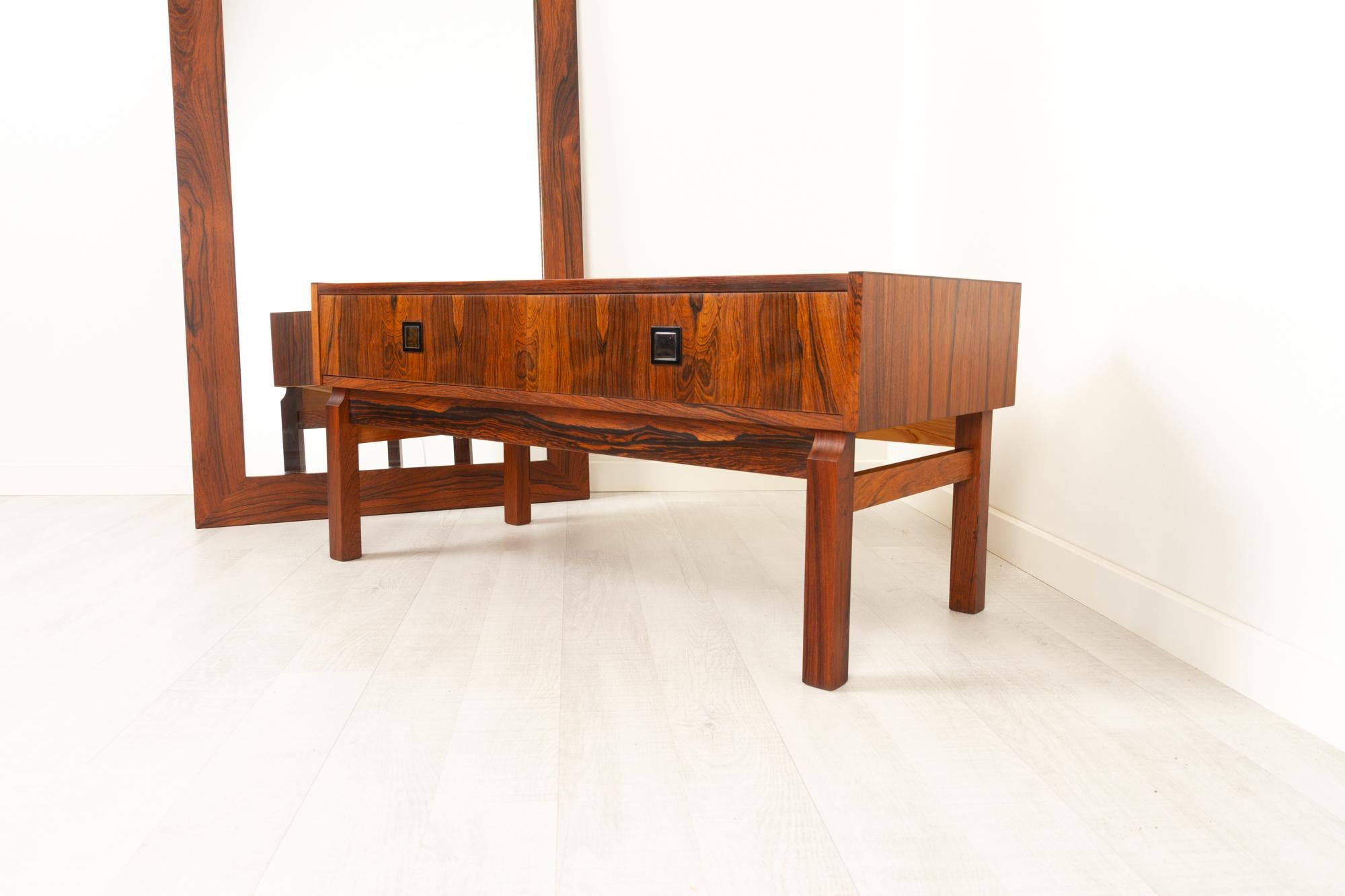 Danish Modern Rosewood Dresser and Mirror Set, 1960s For Sale 2