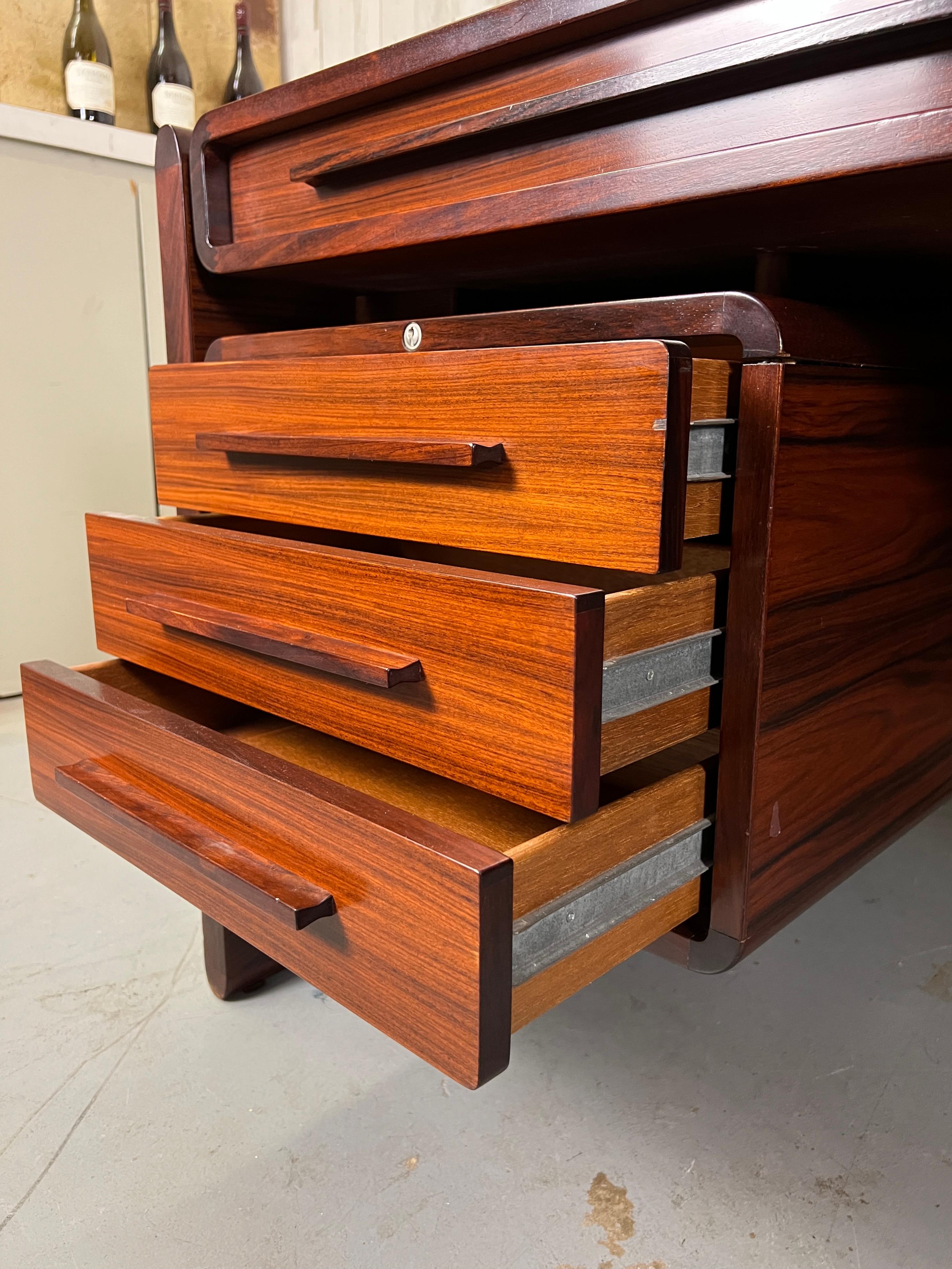 Danish Modern Rosewood Executive Desk 11