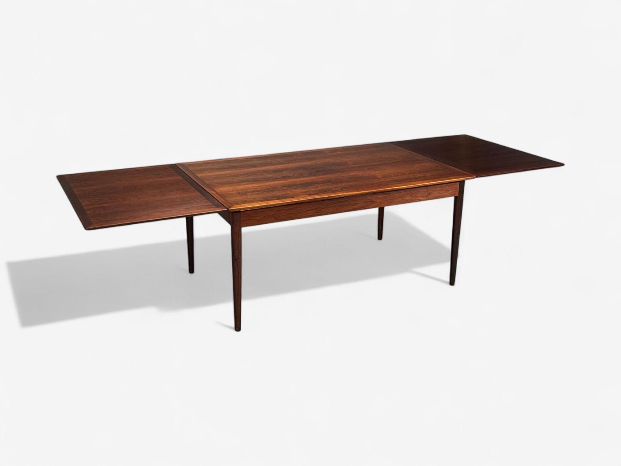 Mesa de comedor extensible, danesa, moderna, de palisandro, Dinamarca, años 60 mediados del siglo XX en venta