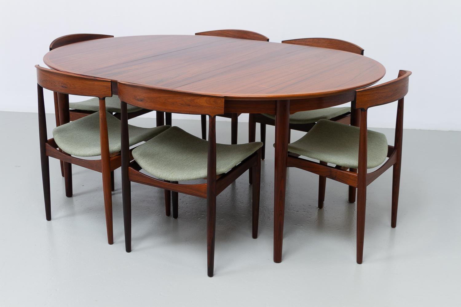 Mesa de comedor extensible danesa moderna de palisandro de Arne Vodder, años 50. en venta 4
