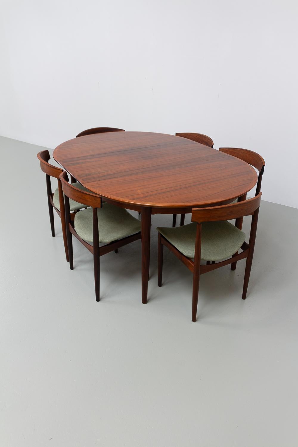 Mesa de comedor extensible danesa moderna de palisandro de Arne Vodder, años 50. en venta 5