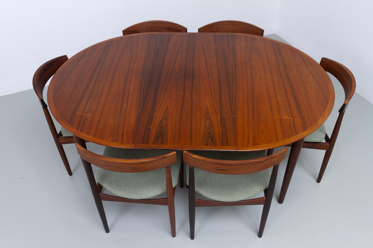 Mesa de comedor extensible danesa moderna de palisandro de Arne Vodder, años 50. en venta 6