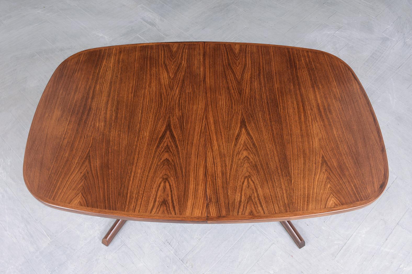 Carved Danish Modern Rosewood Extendable Dining Table